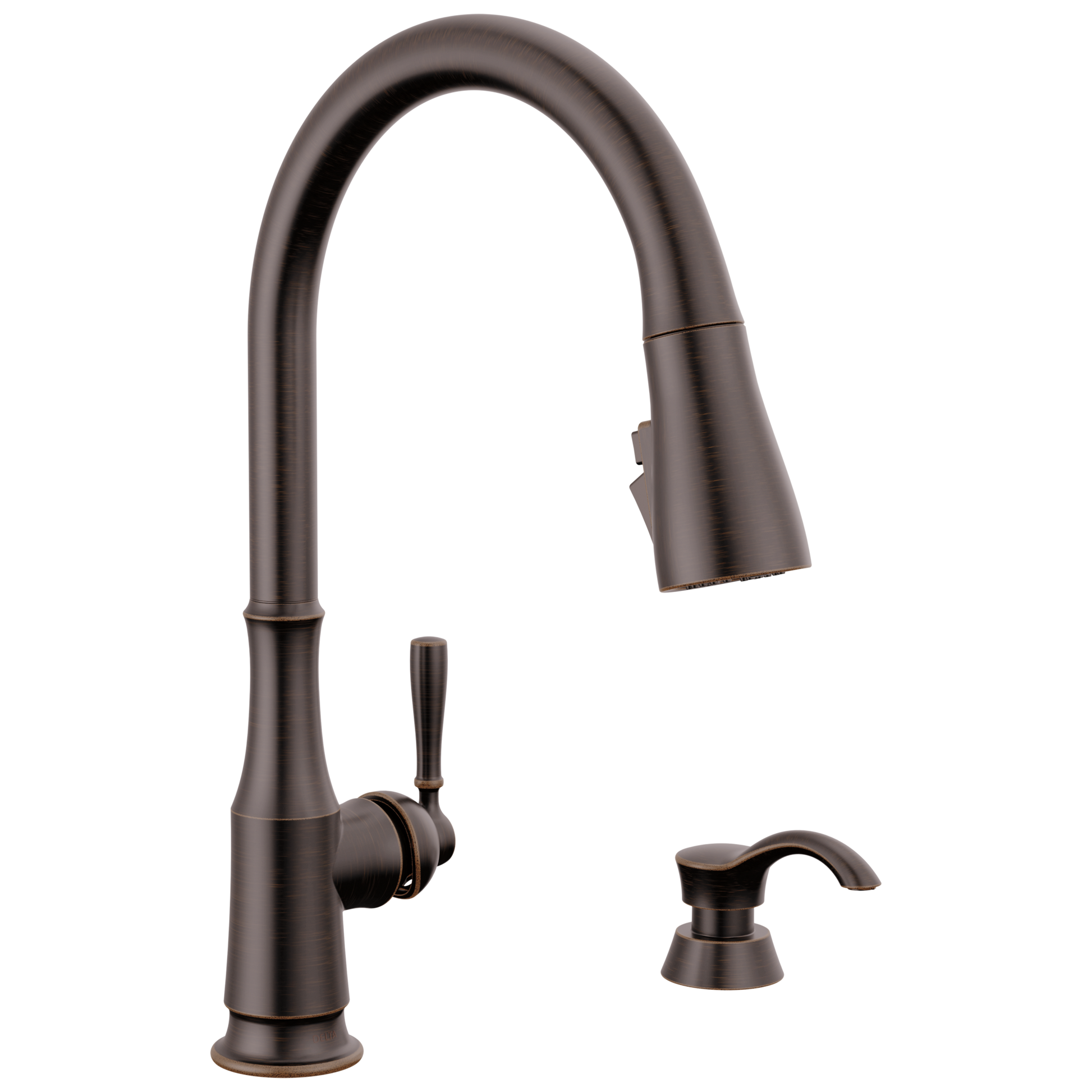 Delta Capertee: Single Handle Pull-Down Kitchen Faucet with Soap Dispenser and ShieldSpray Technology