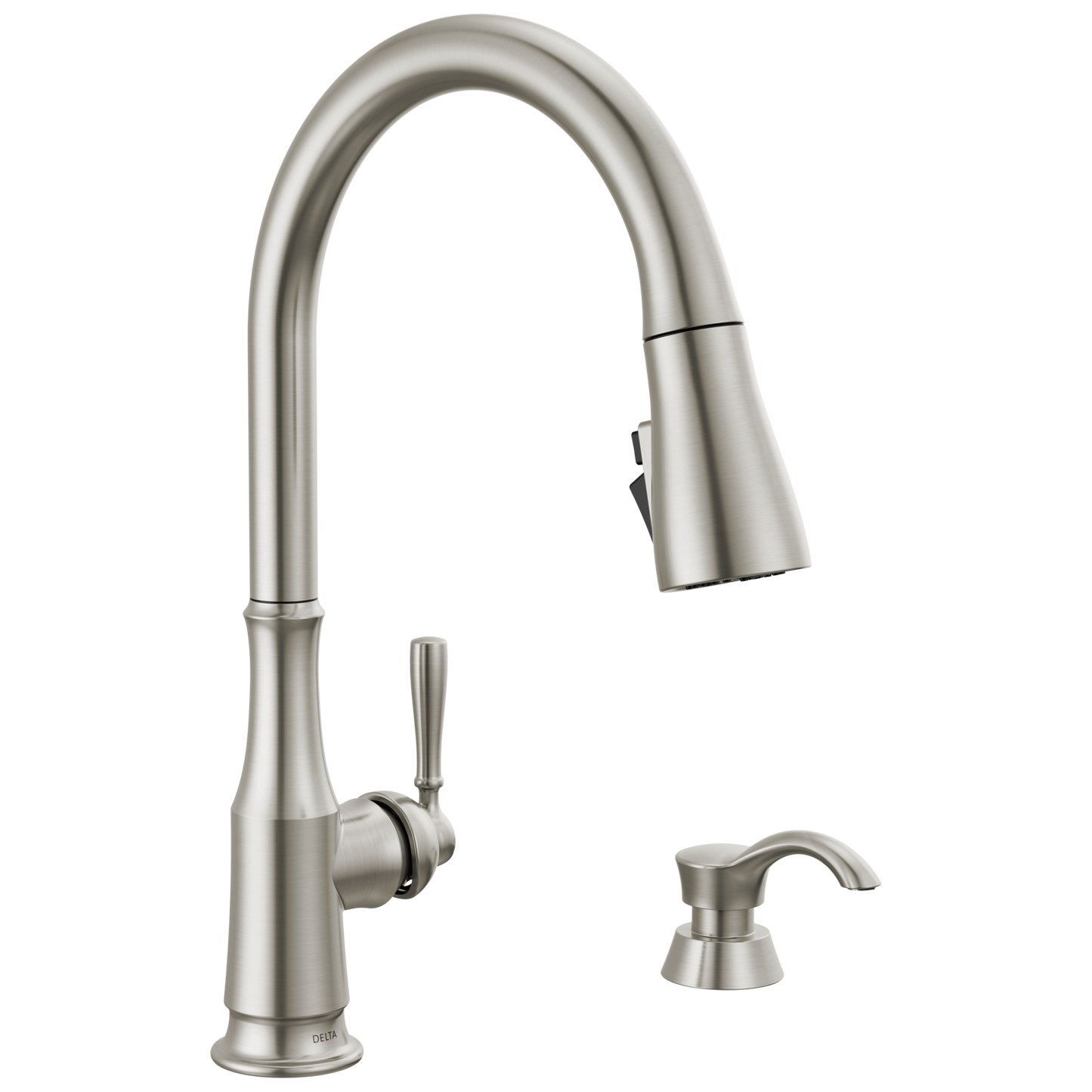 Delta Capertee: Single Handle Pull-Down Kitchen Faucet with Soap Dispenser and ShieldSpray Technology