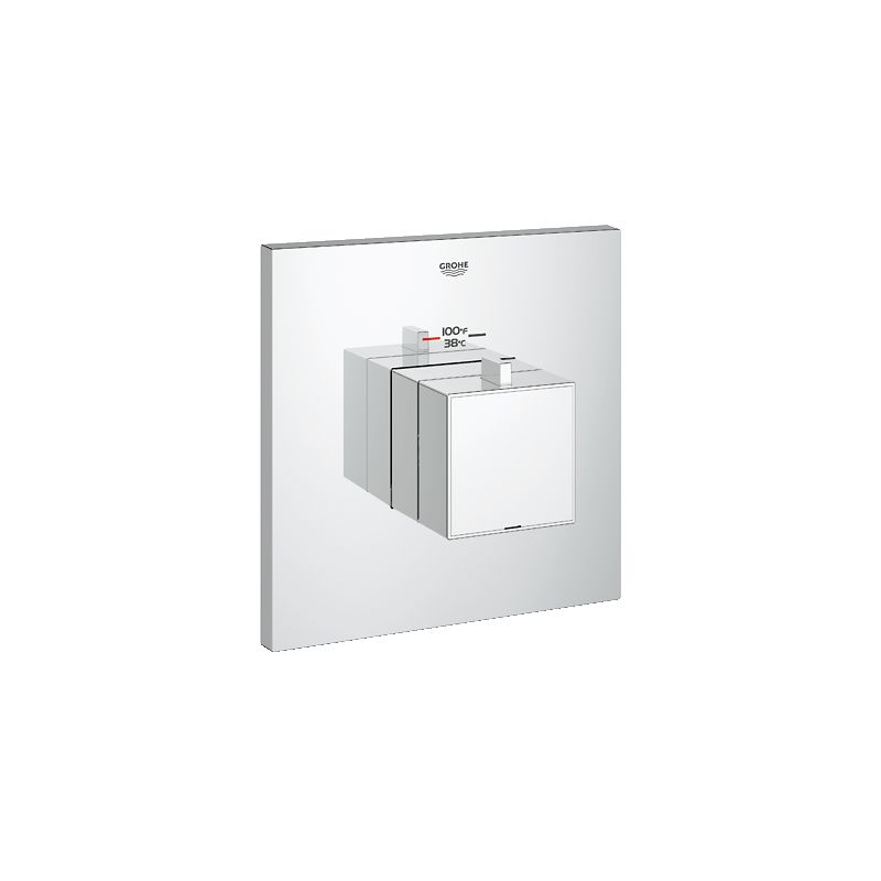 Grohe 19928000 Eurocube Square Thermostatic Shower Trim for Custom Shower - Requires Separate Volume Control