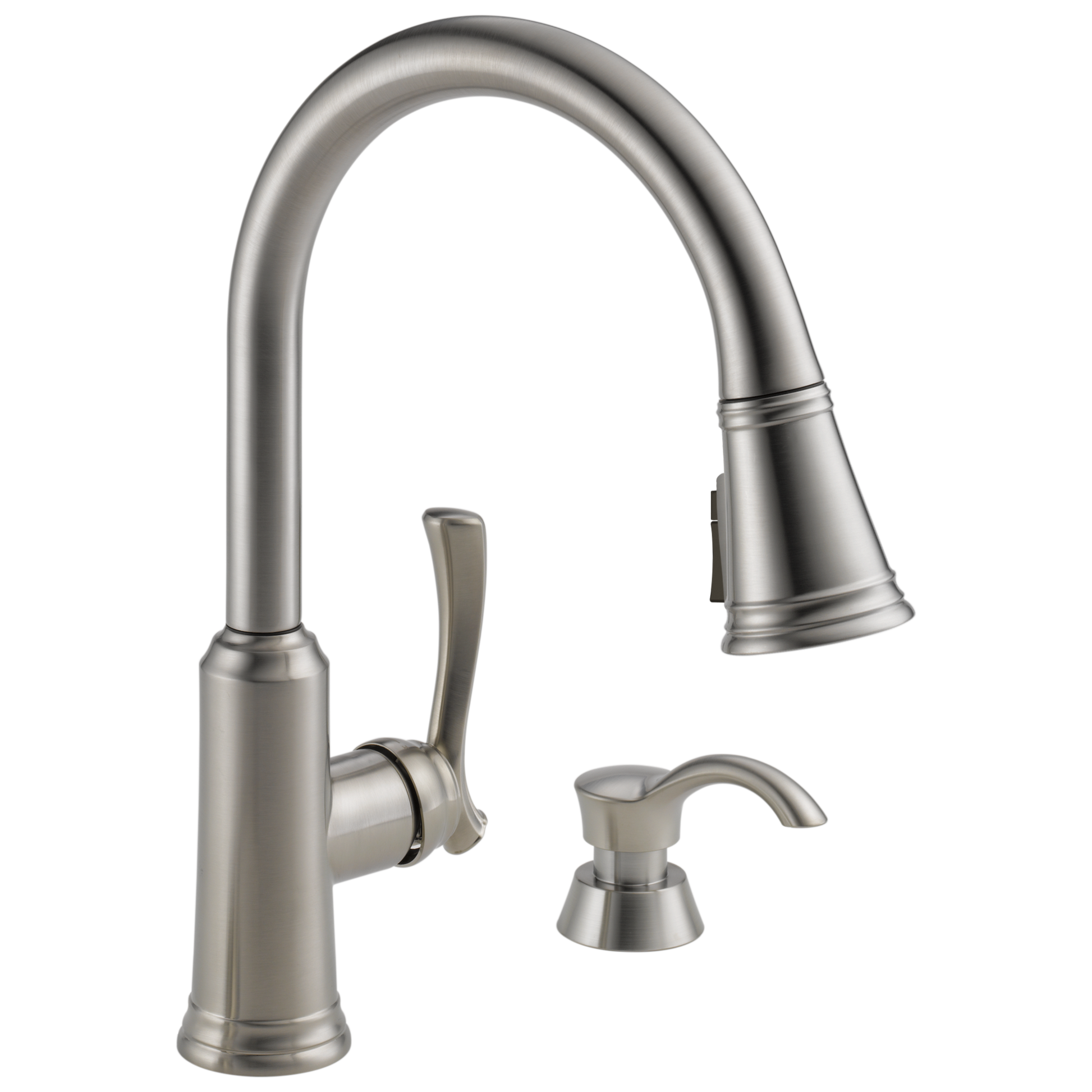 Delta Lakeview: Single Handle Pull-Down Kitchen Faucet with Soap Dispenser and ShieldSpray Technology