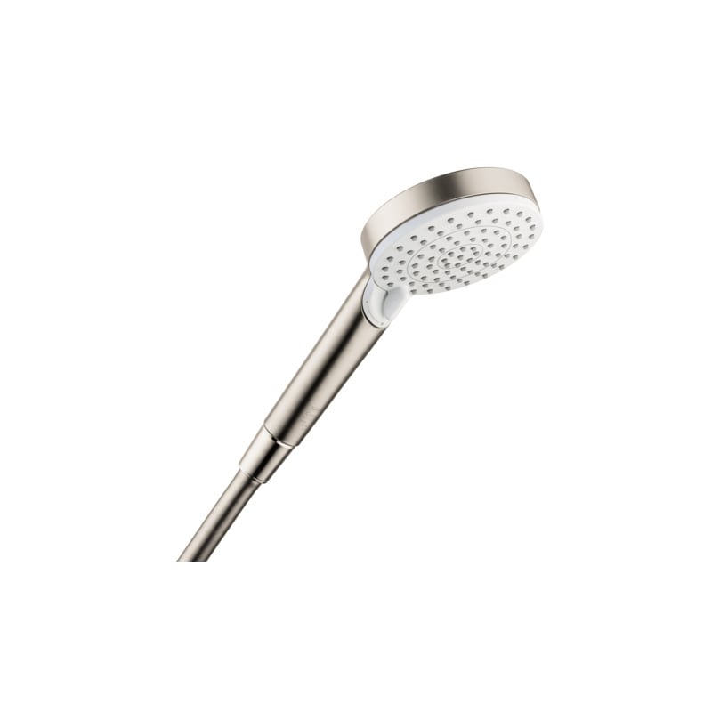 Hansgrohe 26332821 Crometta 1.8 GPM Single Function Hand Shower with Quick Clean and Eco Right Technologies in Brushed Nickel/White