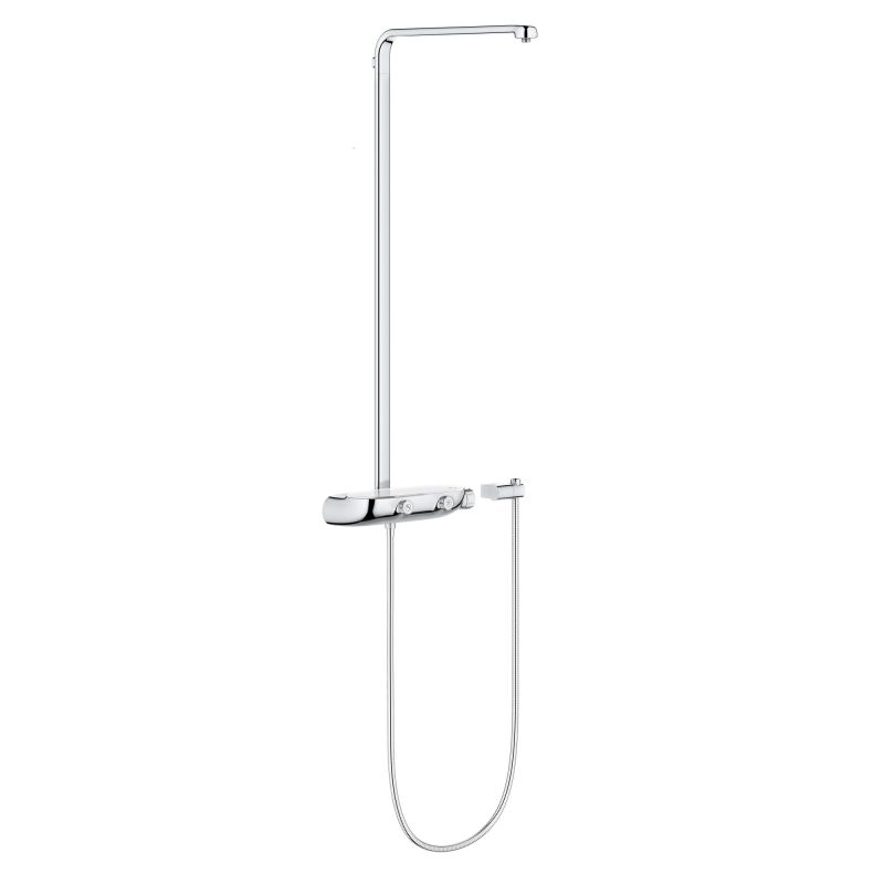 Grohe 26379000 Rainshower Wall Mounted Shower System with Exposed Thermostat, Hand Shower Wall Holder, and Hose