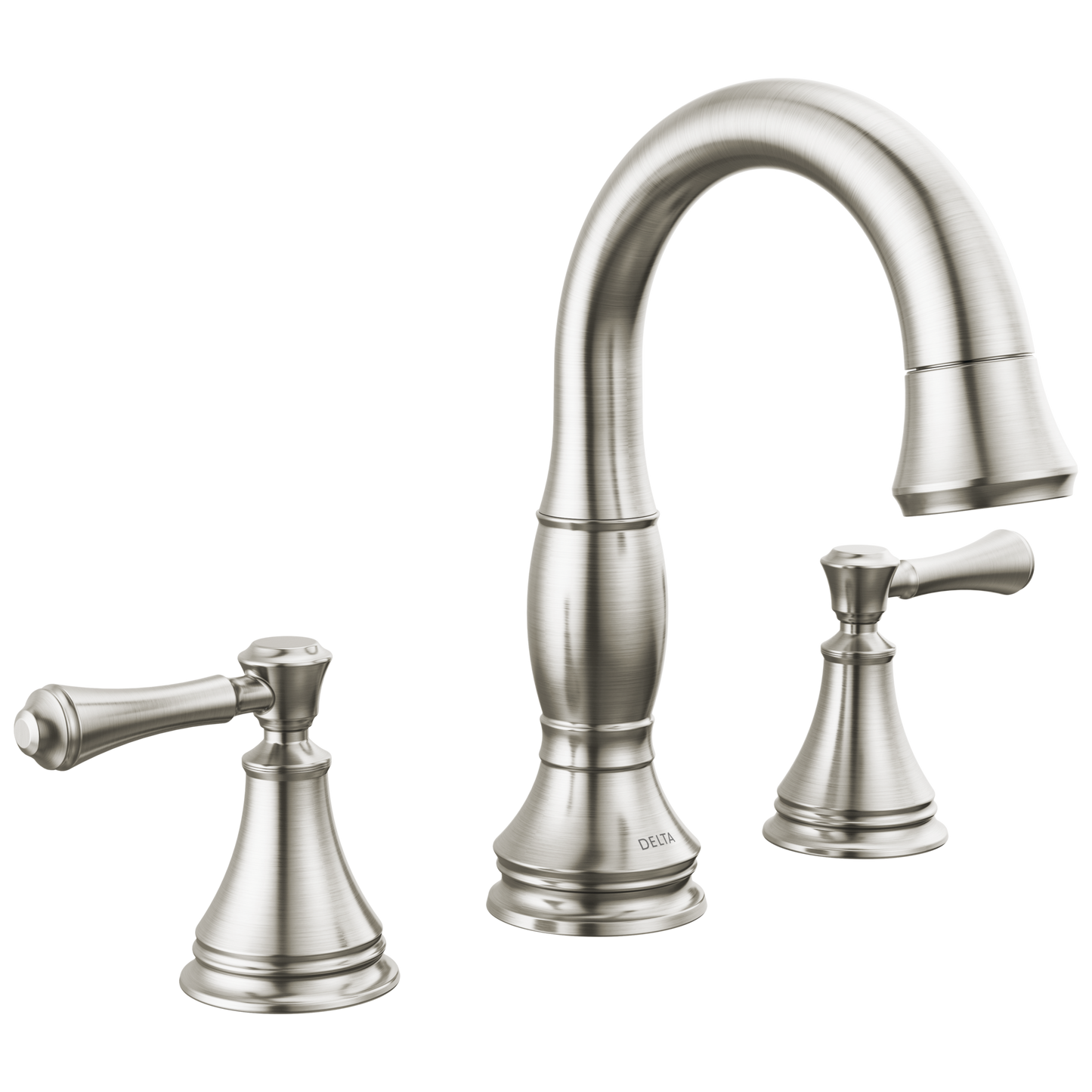 Delta Cassidy: Two Handle Widespread Pull Down Bathroom Faucet