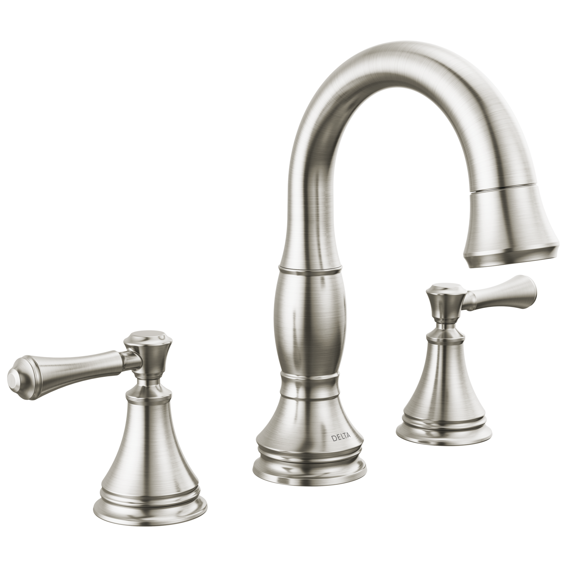 Delta Cassidy: Two Handle Widespread Pull Down Bathroom Faucet