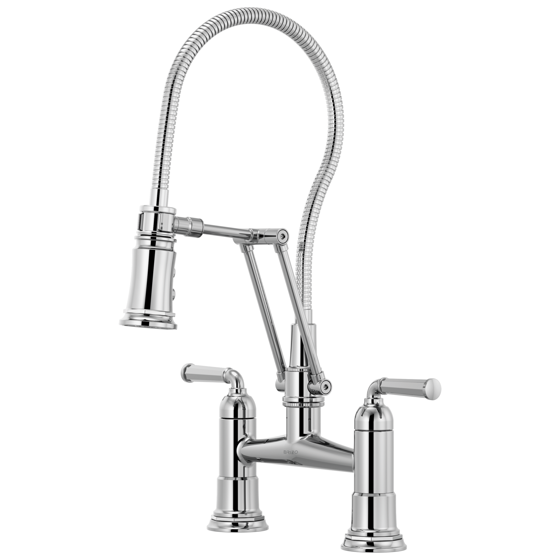 Brizo Rook: Articulating Bridge Faucet with Finished Hose