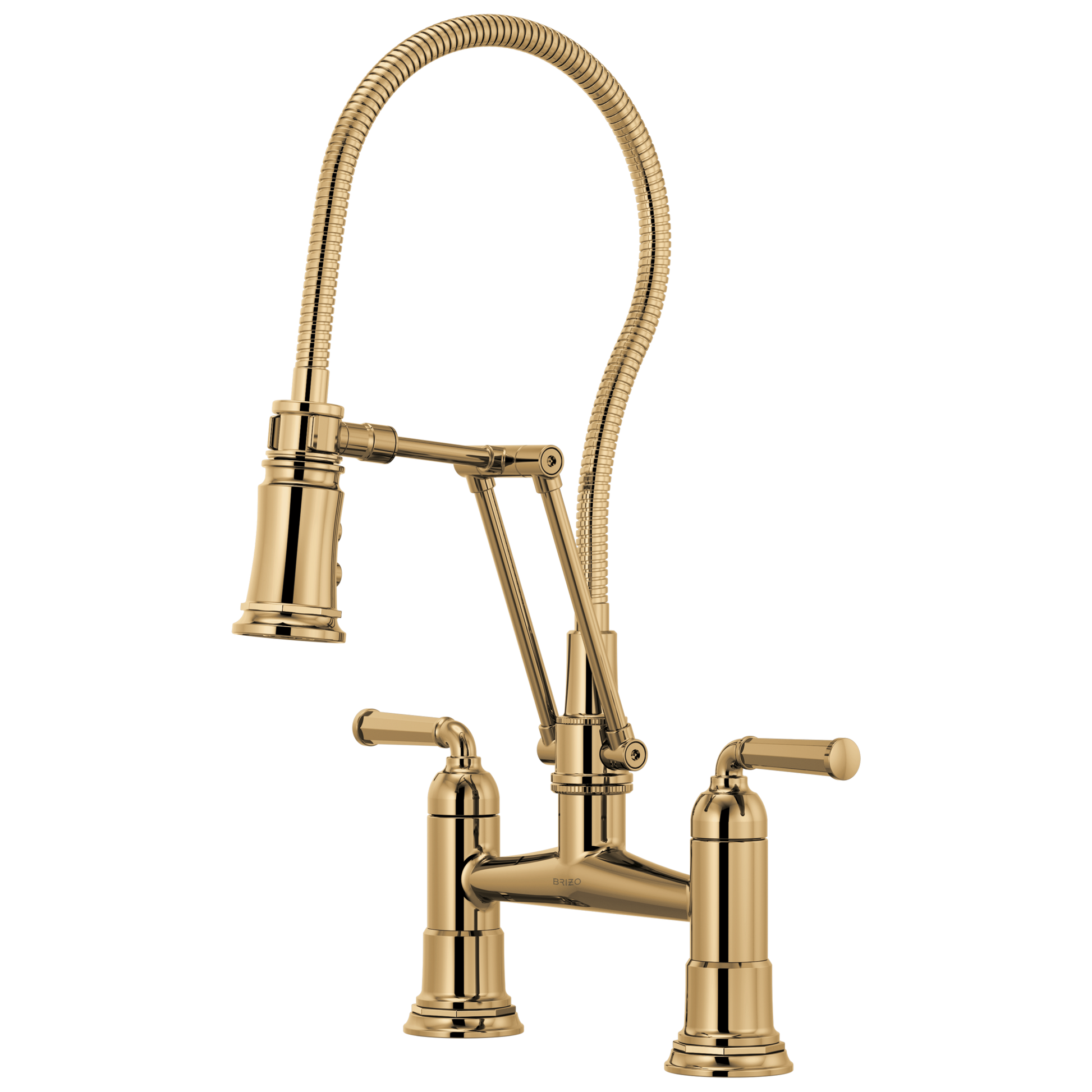 Brizo Rook: Articulating Bridge Faucet with Finished Hose