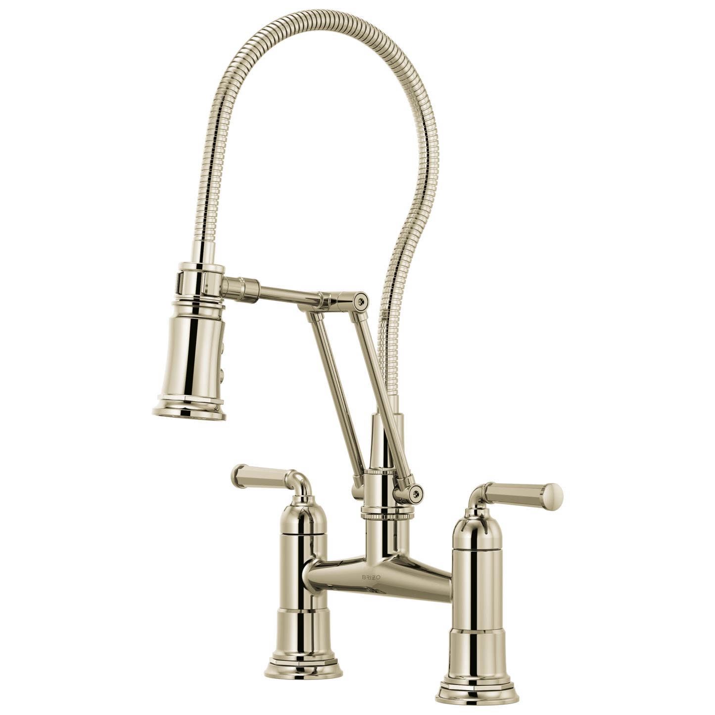 Brizo Rook: Articulating Bridge Faucet with Finished Hose