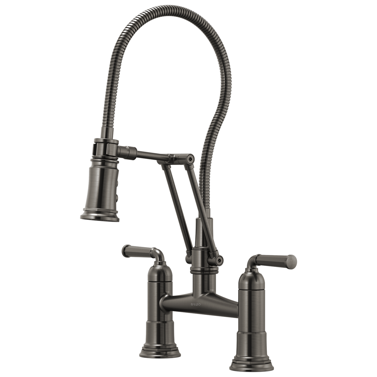 Brizo Rook: Articulating Bridge Faucet with Finished Hose