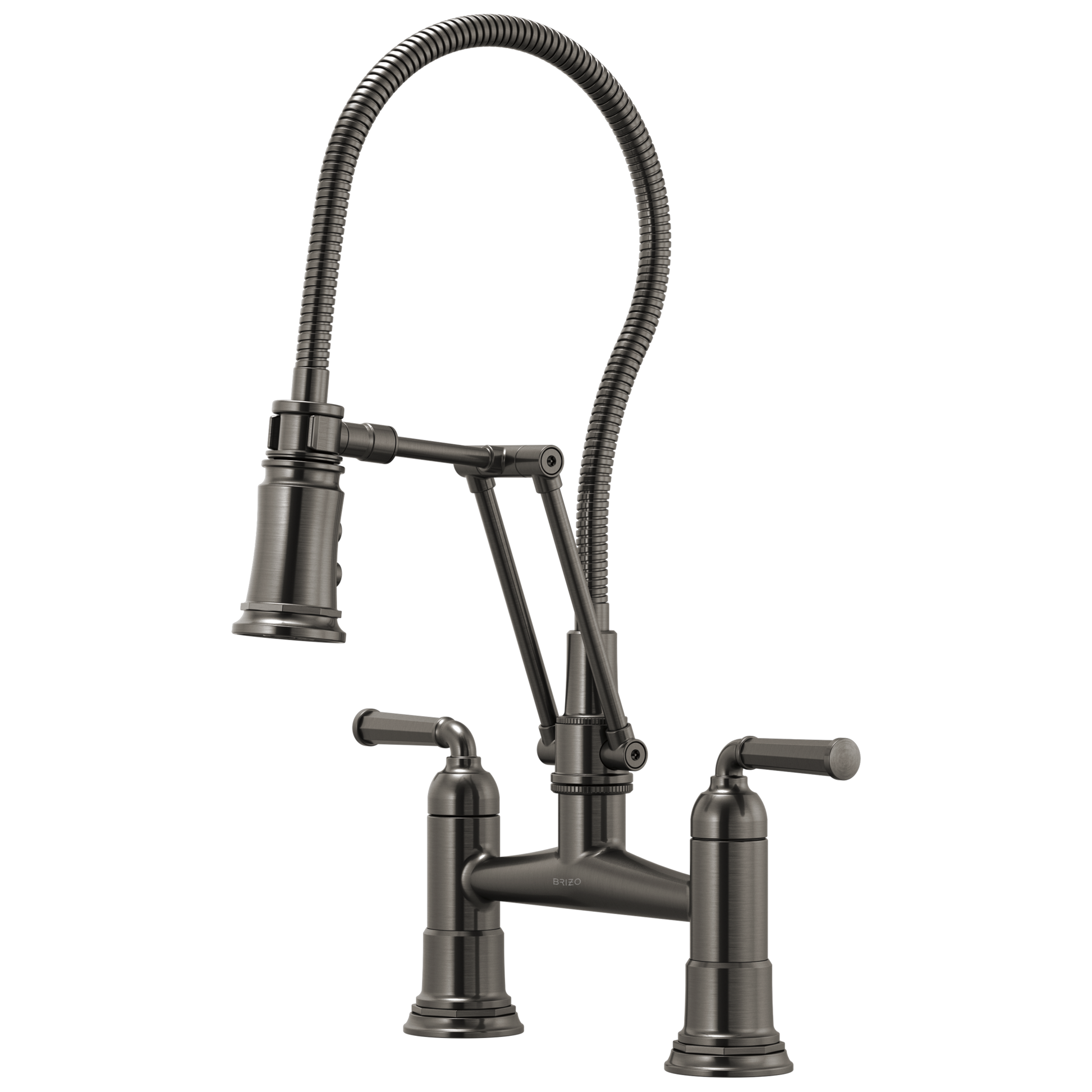 Brizo Rook: Articulating Bridge Faucet with Finished Hose