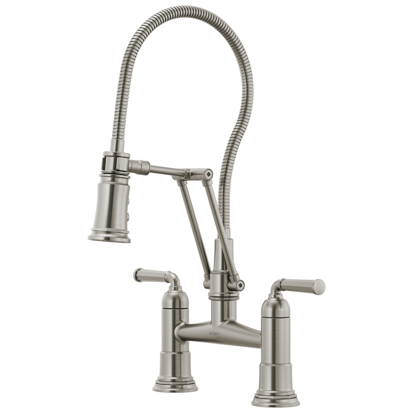Brizo Rook: Articulating Bridge Faucet with Finished Hose