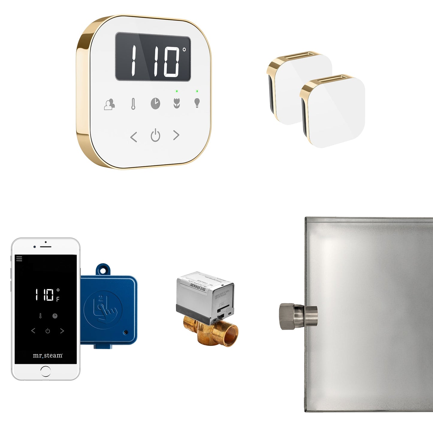 Mr. Steam ABUTLERXW-PB AirButler® Max White in Polished Brass