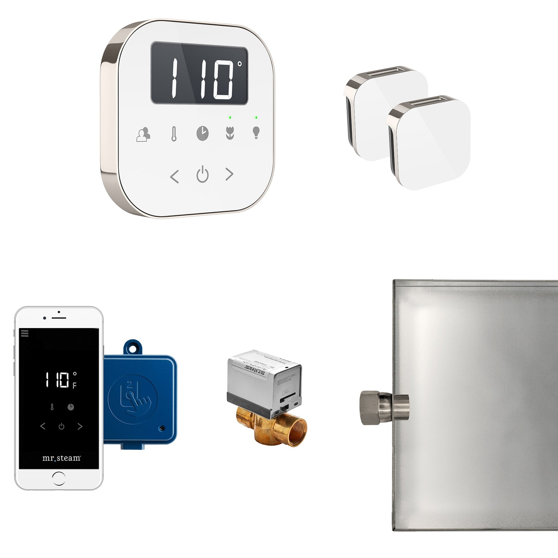 Mr. Steam ABUTLERXW-PN AirButler® Max White in Polished Nickel