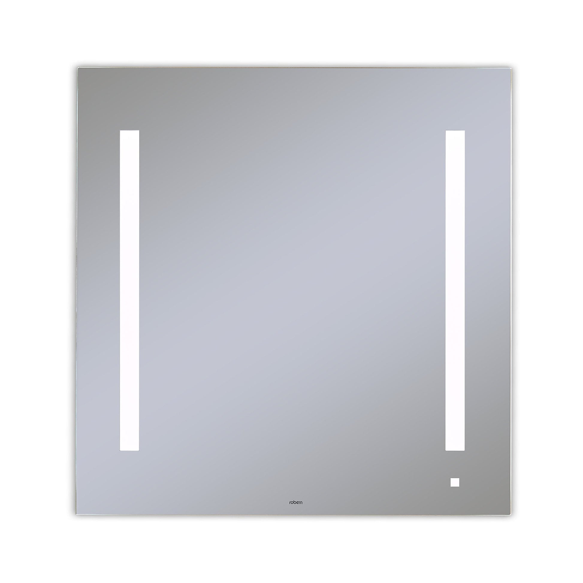 AiO 29-1/8" x 29-7/8" x 1-1/2" lighted mirror with LUM lighting at 4000 kelvin temperature (cool light), dimmable, USB charging ports and OM Audio