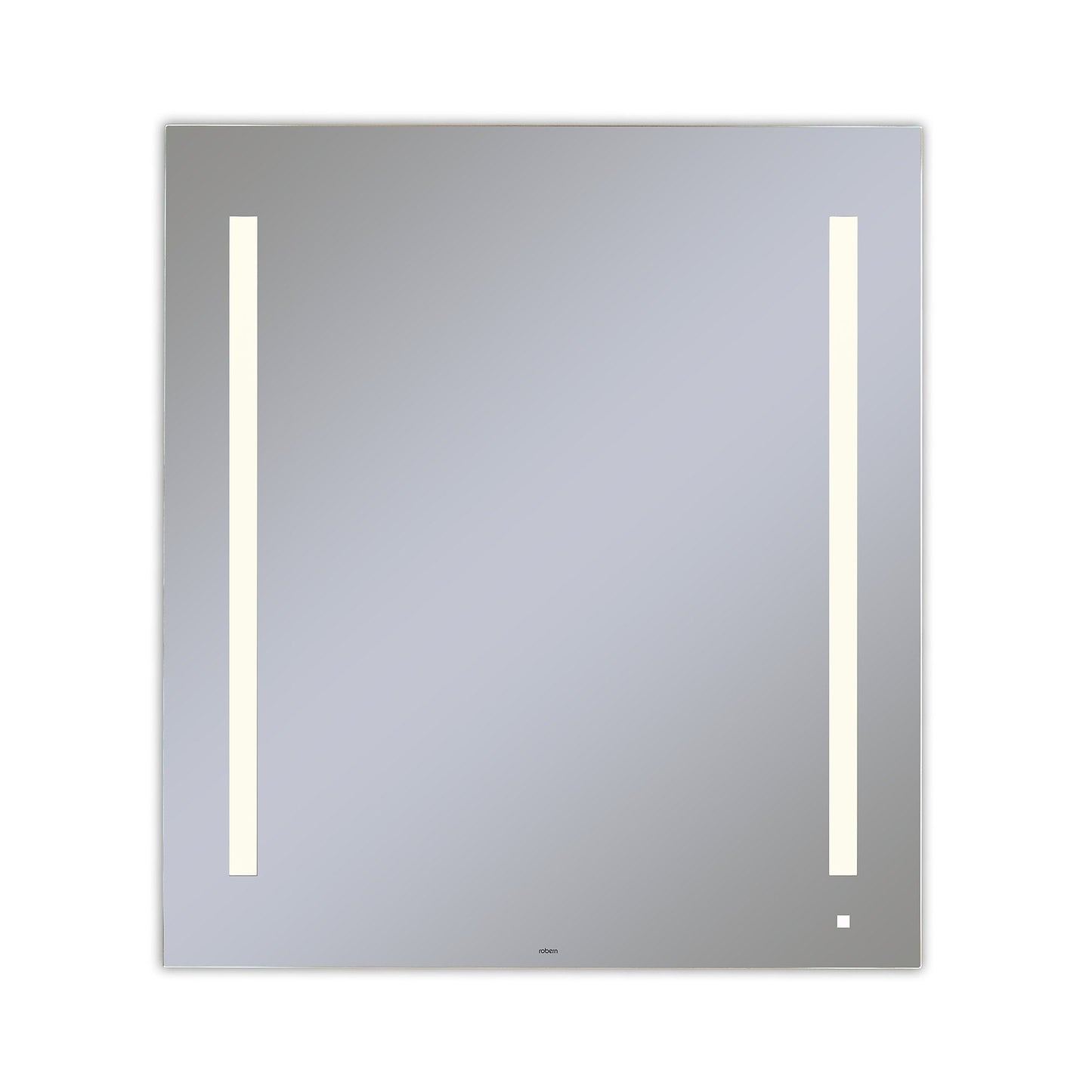 AiO 35-1/8" x 39-1/4" x 1-1/2" lighted mirror with LUM lighting at 2700 kelvin temperature (warm light), dimmable, USB charging ports and OM Audio