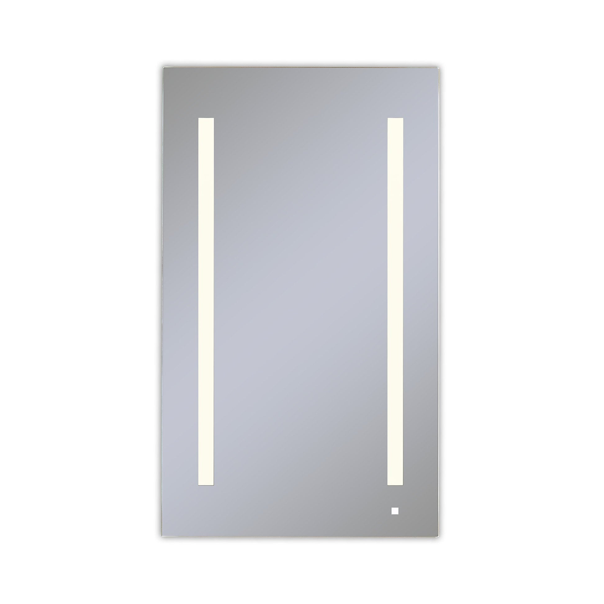 AiO 23-1/4" x 40" x 4" single door lighted cabinet with LUM LED lighting at 2700 kelvin temperature (warm light), dimmable, interior lighting, electrical outlet, USB charging ports, magnetic storage strip and left hinge
