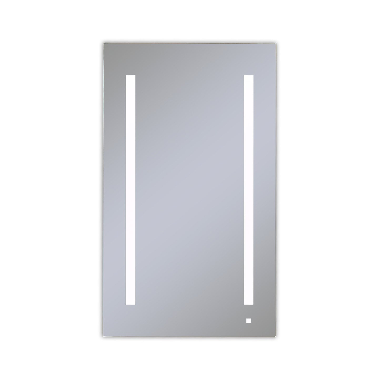 AiO 23-1/4" x 40" x 4" single door lighted cabinet with LUM LED lighting at 4000 kelvin temperature (cool light), dimmable, interior lighting, electrical outlet, USB charging ports, magnetic storage strip and left hinge