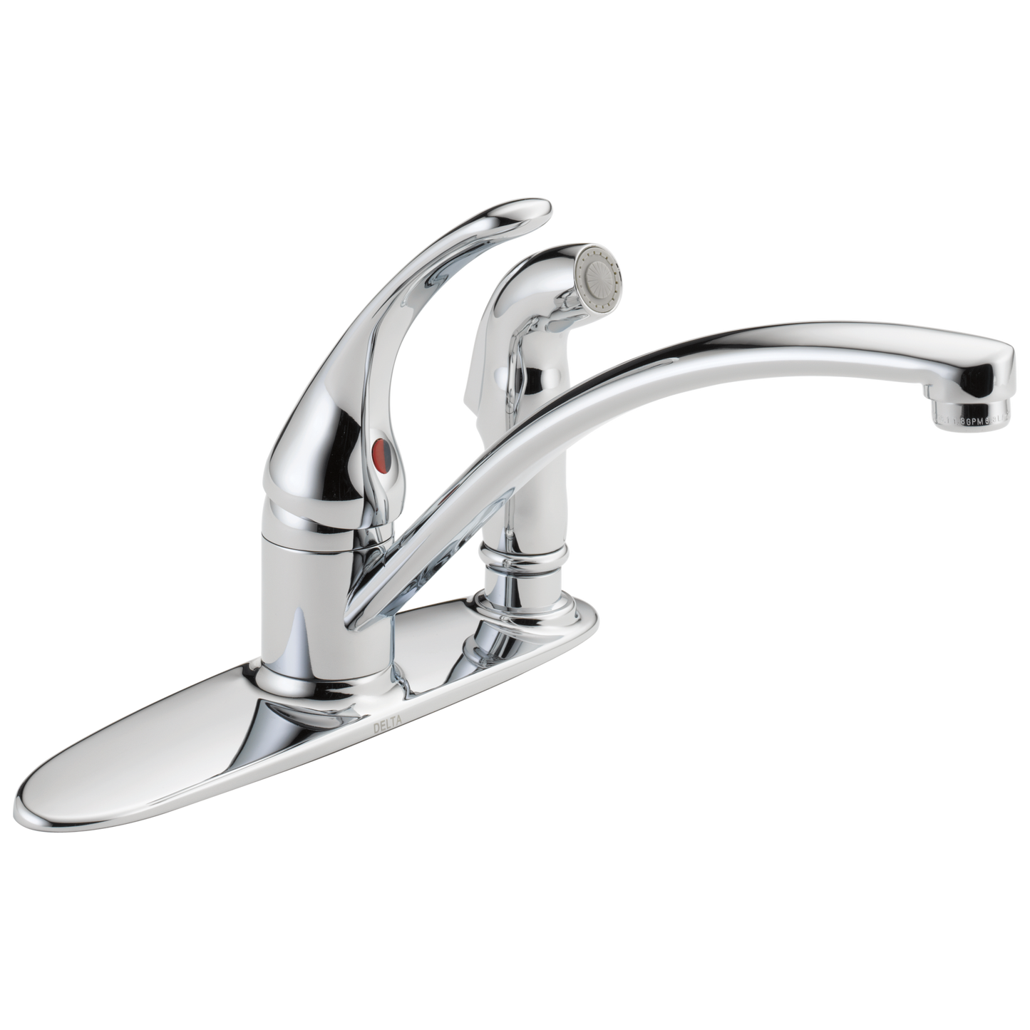 Delta B3310LF Foundations Single Handle Kitchen Faucet with Integral Spray