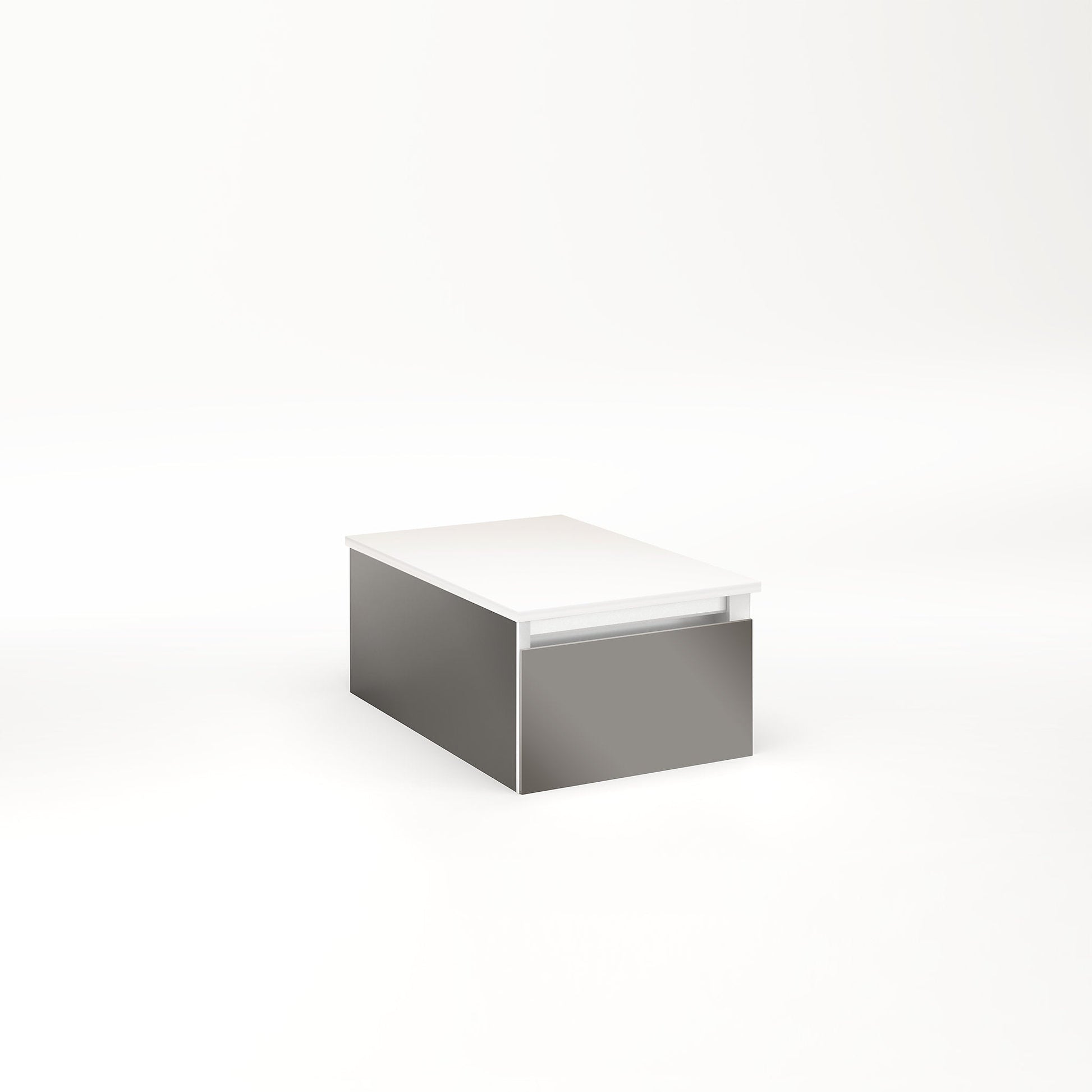 Cartesian 12-1/8" x 7-1/2" x 18-3/4" slim drawer vanity in tinted gray mirror with slow-close full drawer and no night light