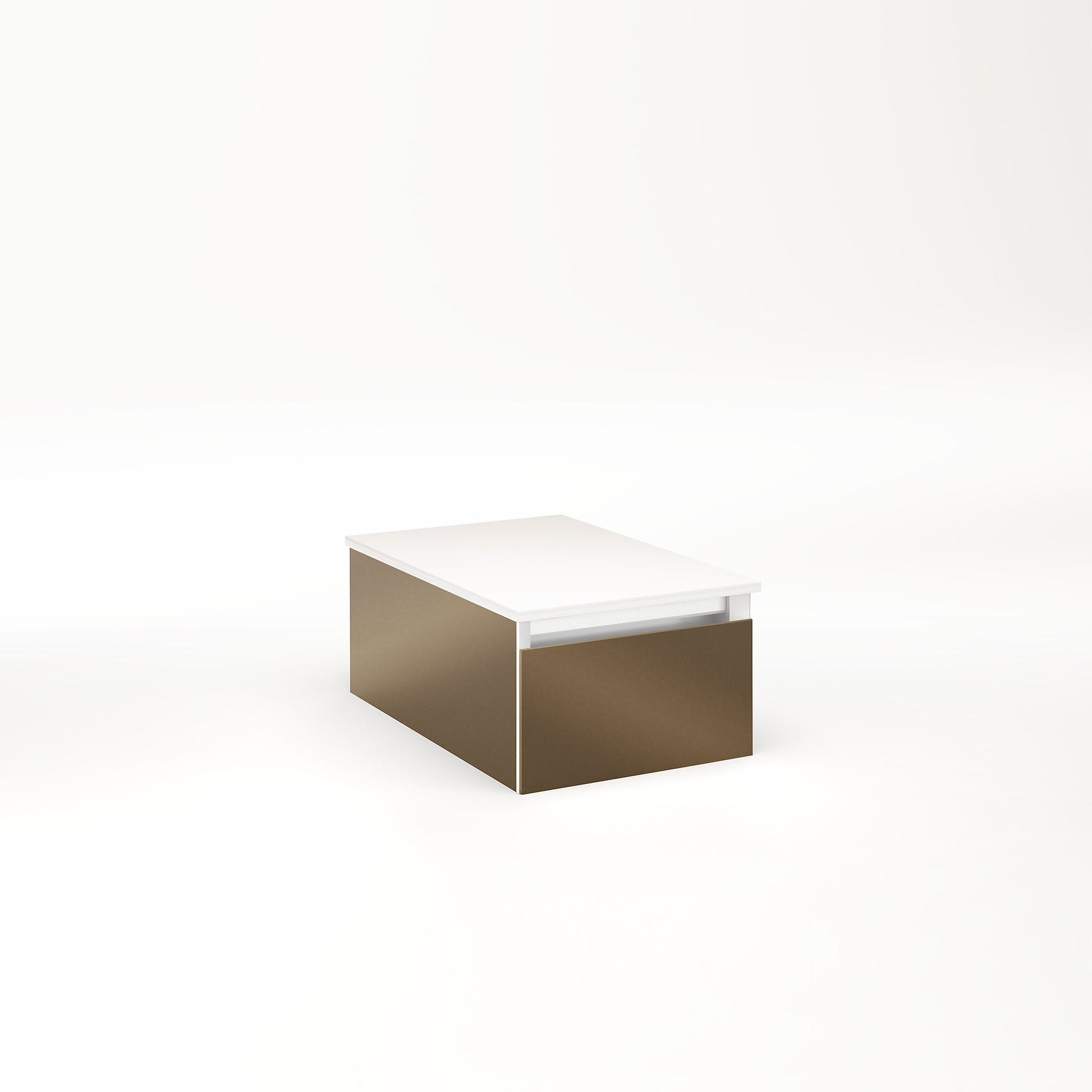 Cartesian 12-1/8" x 7-1/2" x 18-3/4" slim drawer vanity in satin bronze with slow-close full drawer and night light in 5000K temperature (cool light)