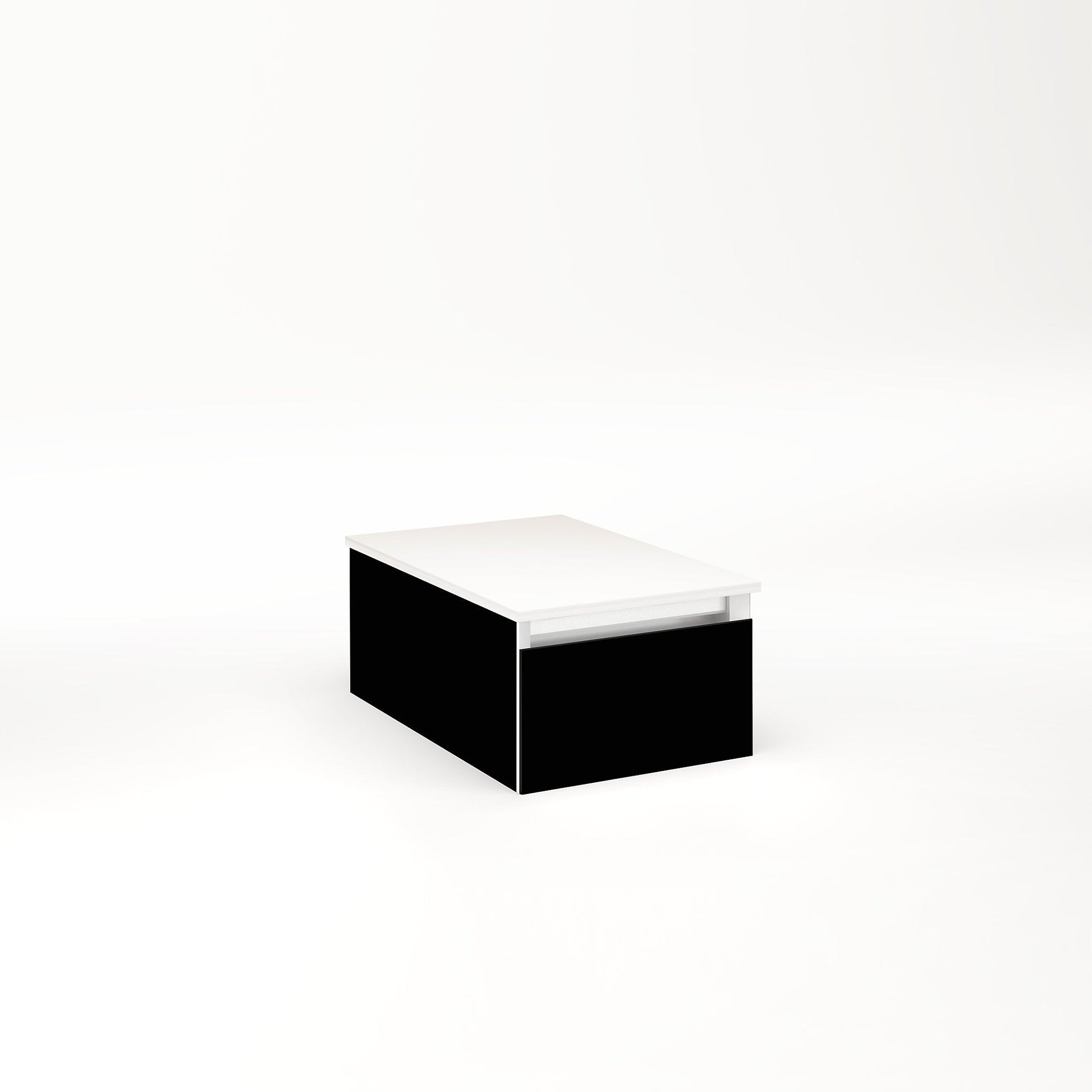 Cartesian 12-1/8" x 7-1/2" x 18-3/4" slim drawer vanity in black with slow-close full drawer and night light in 5000K temperature (cool light)
