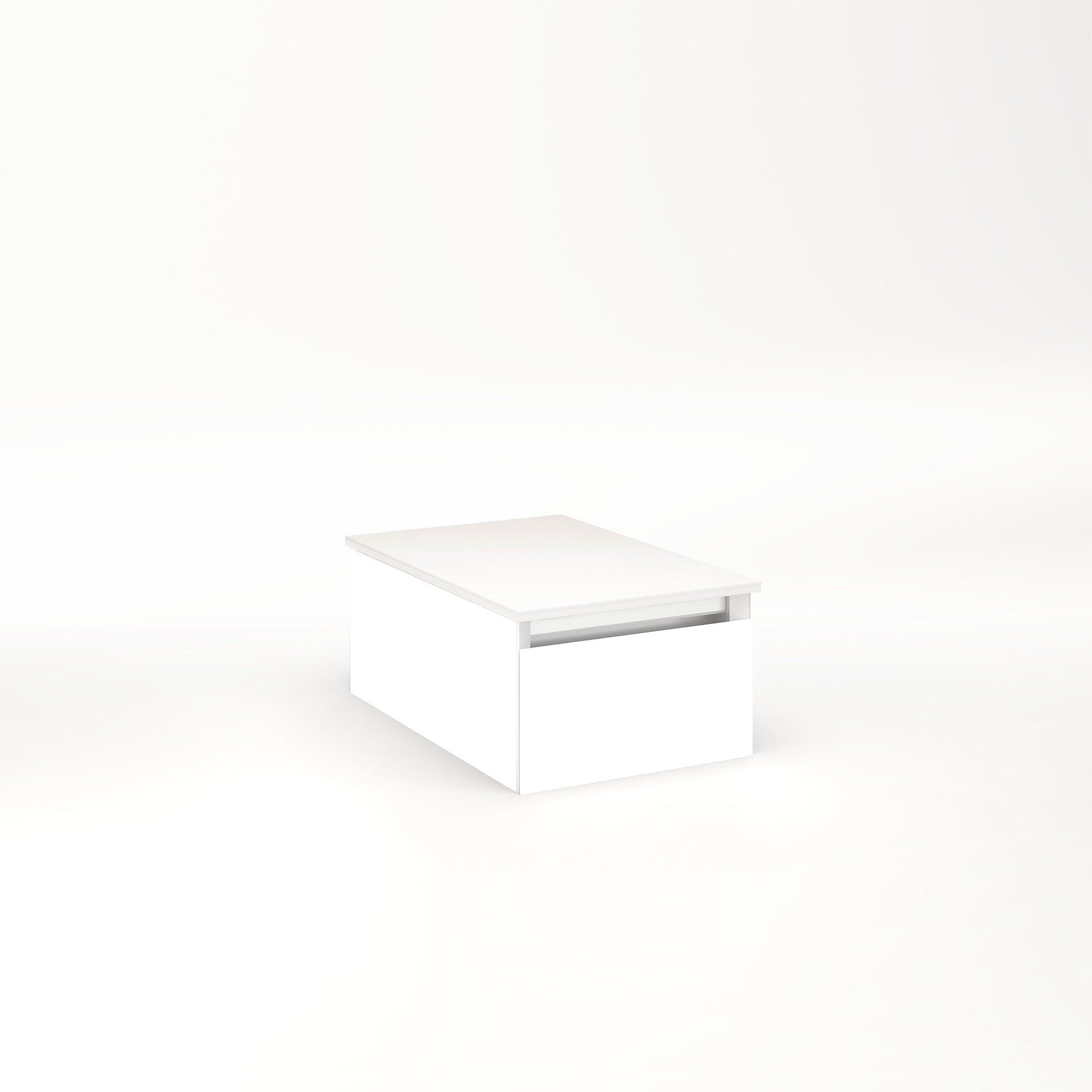 Cartesian 12-1/8" x 7-1/2" x 18-3/4" slim drawer vanity in white with slow-close full drawer and no night light