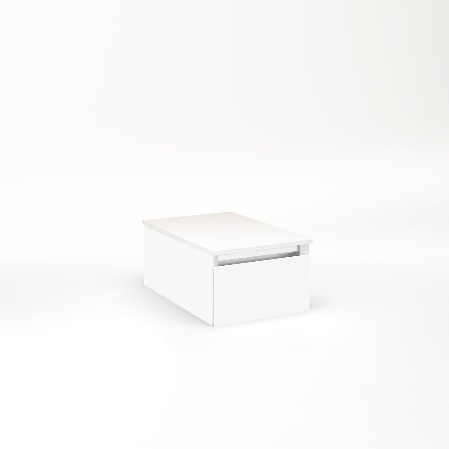 Cartesian 12-1/8" x 7-1/2" x 18-3/4" slim drawer vanity in matte white with slow-close full drawer and night light in 5000K temperature (cool light)