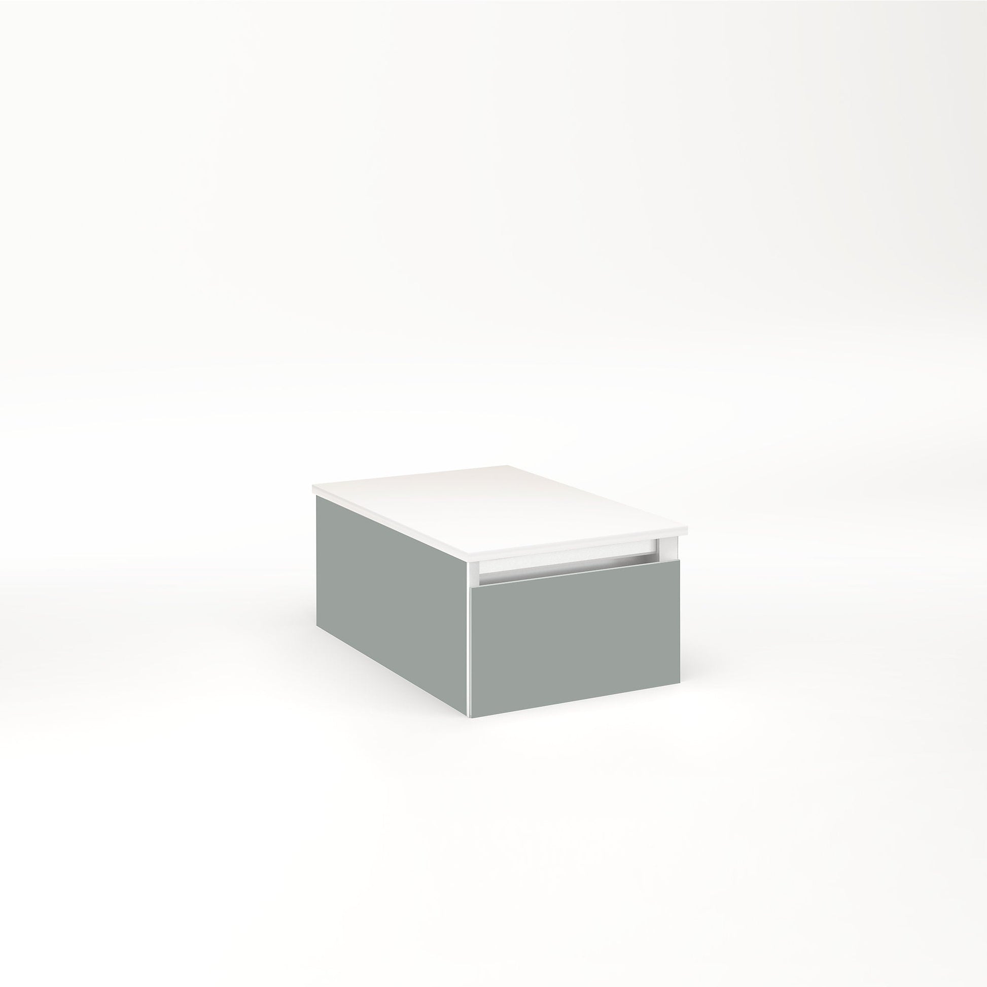 Cartesian 12-1/8" x 7-1/2" x 18-3/4" slim drawer vanity in matte gray with slow-close full drawer and no night light