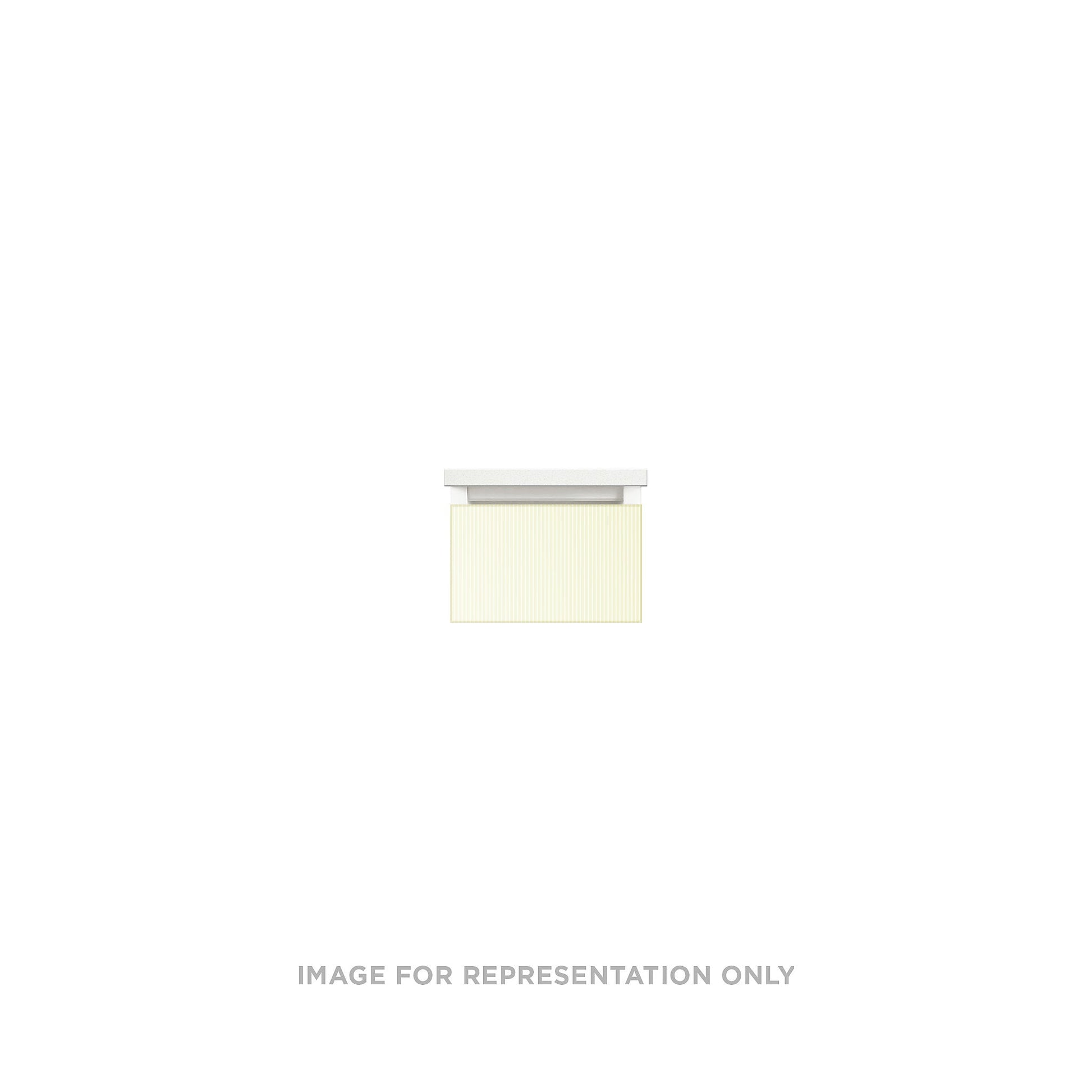 Cartesian 12-1/8" x 7-1/2" x 18-3/4" slim drawer vanity in reeded white with slow-close full drawer and no night light