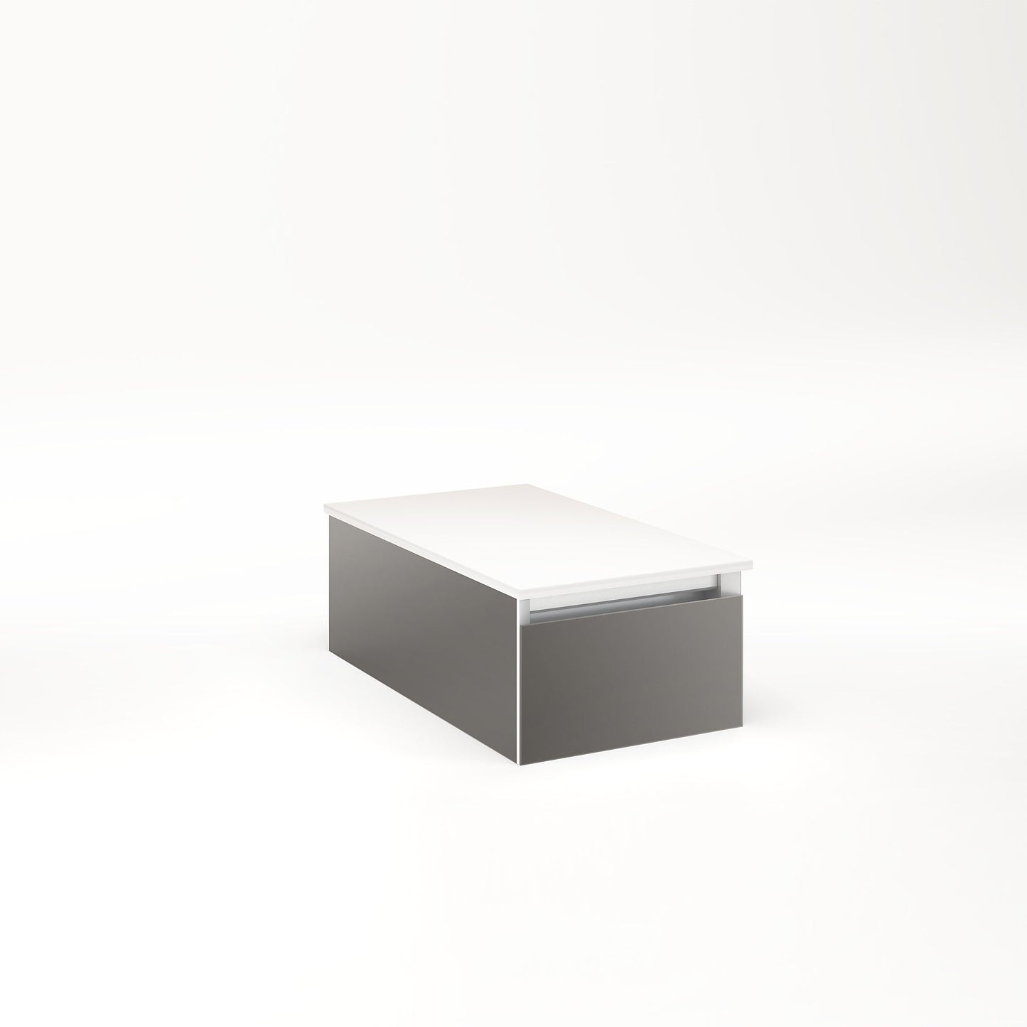 Cartesian 12-1/8" x 7-1/2" x 21-3/4" slim drawer vanity in tinted gray mirror with slow-close full drawer and night light in 5000K temperature (cool light)