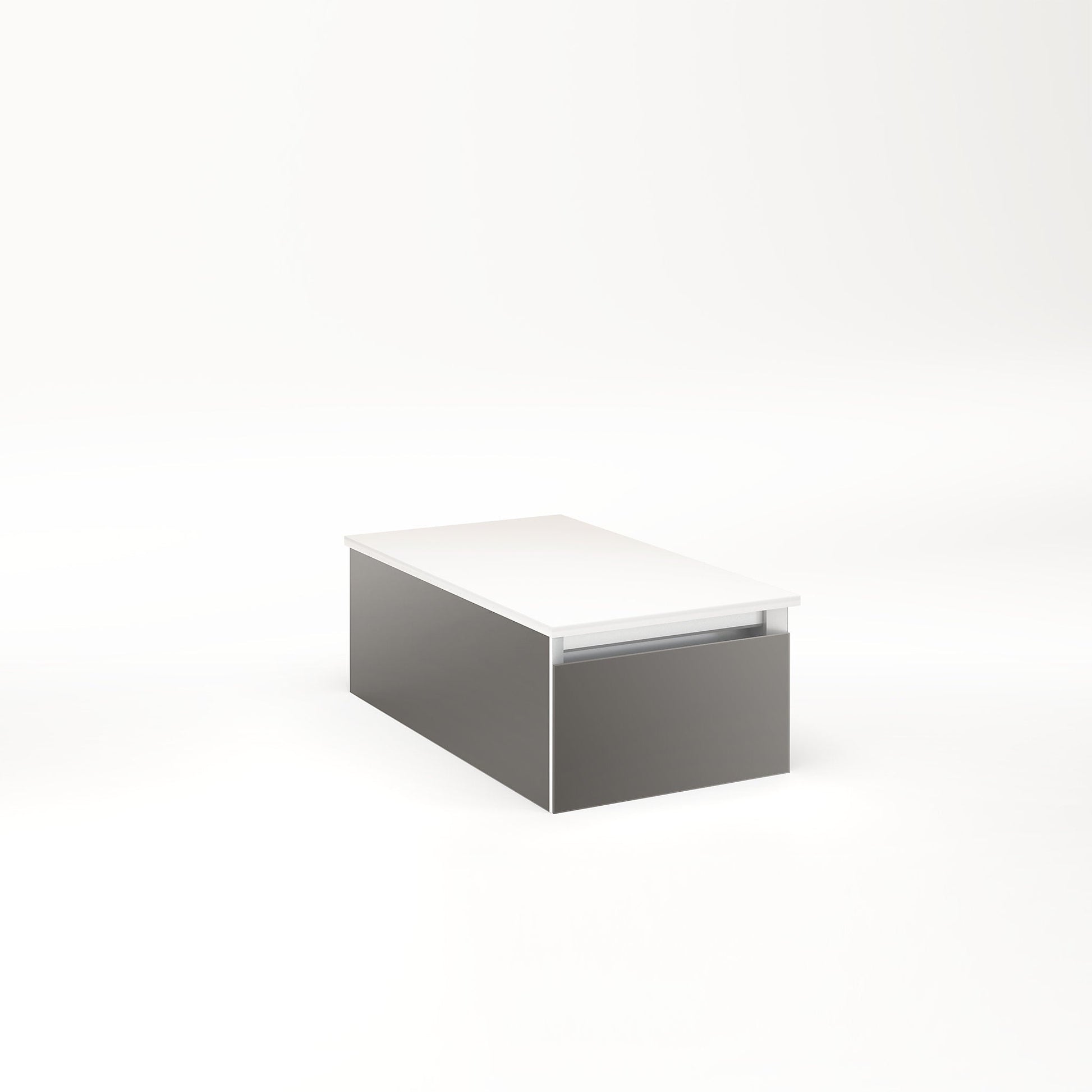 Cartesian 12-1/8" x 7-1/2" x 21-3/4" slim drawer vanity in tinted gray mirror with slow-close full drawer and night light in 5000K temperature (cool light)