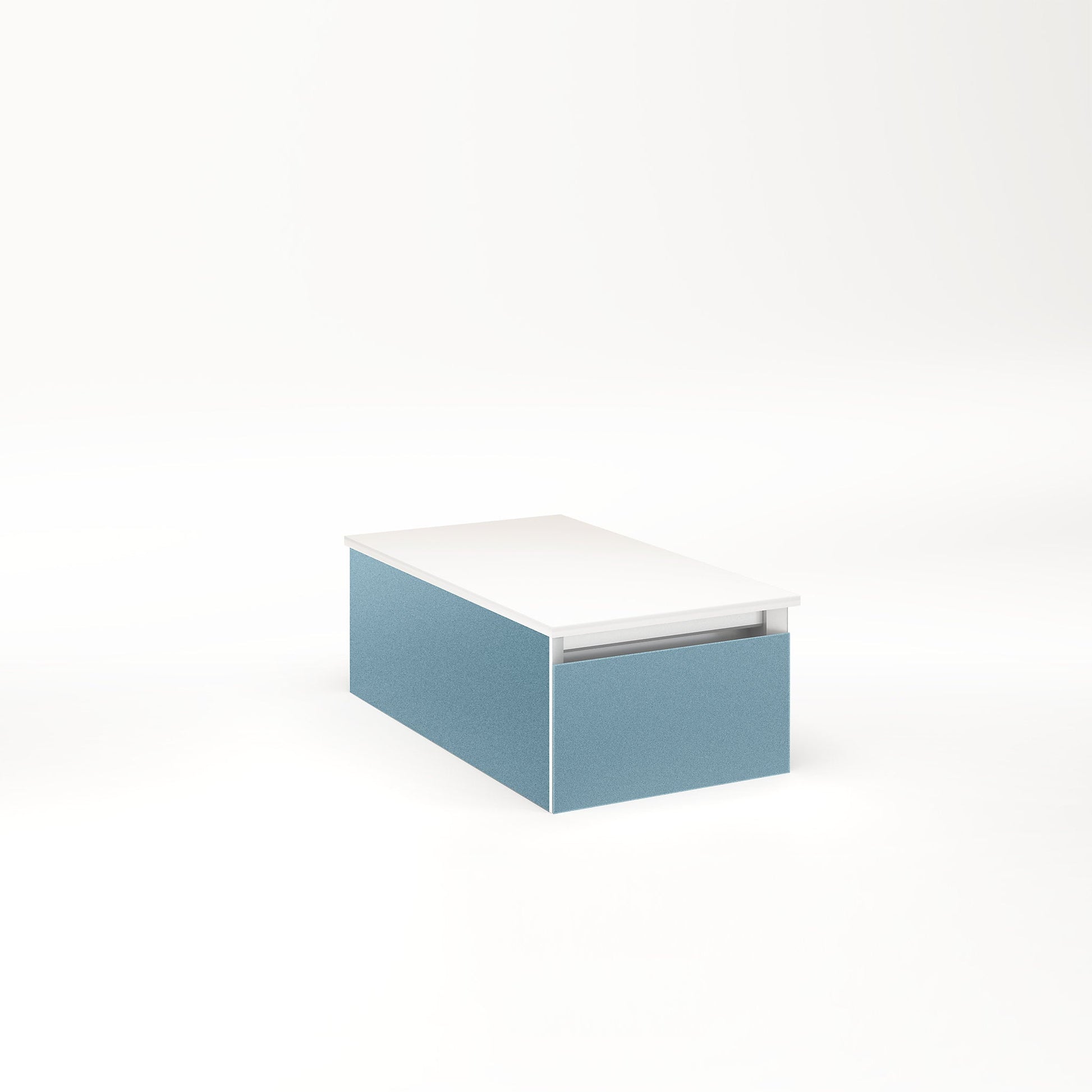Cartesian 12-1/8" x 7-1/2" x 21-3/4" slim drawer vanity in ocean with slow-close full drawer and selectable night light in 2700K/4000K temperature (warm/cool light)