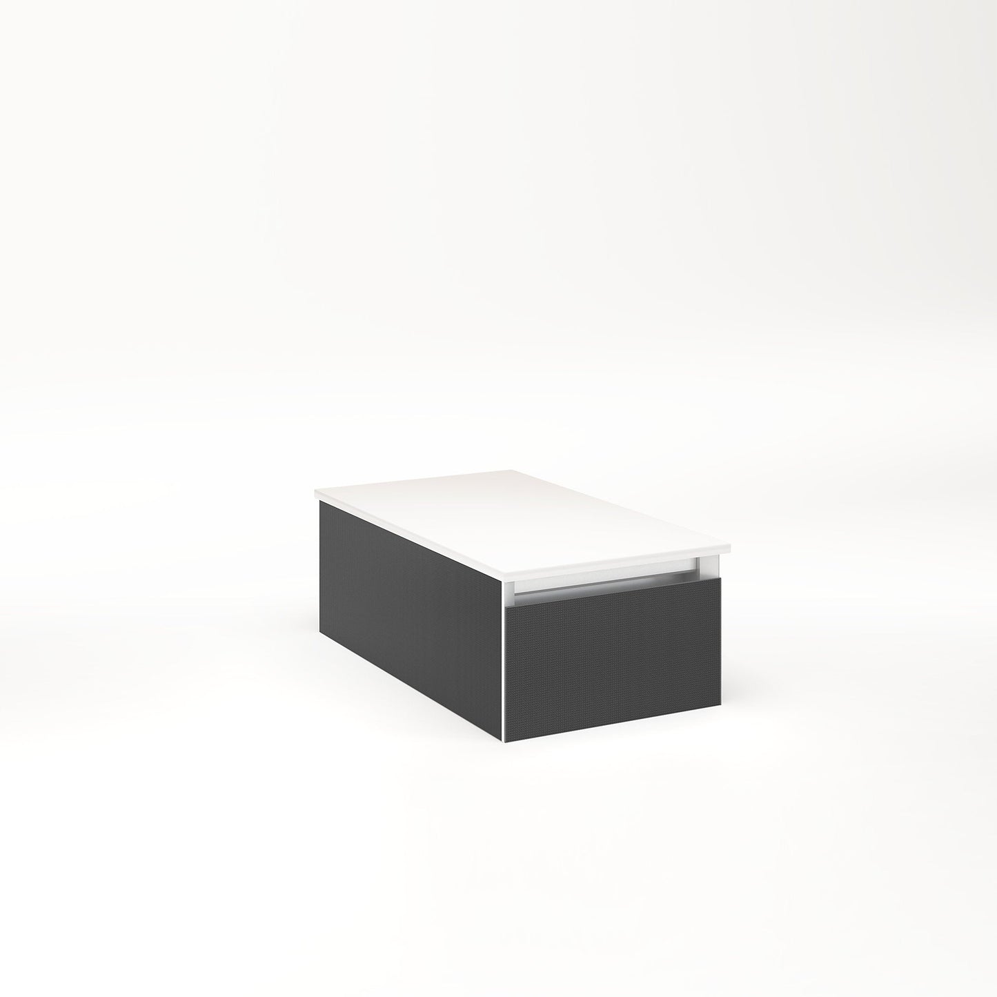 Cartesian 12-1/8" x 7-1/2" x 21-3/4" slim drawer vanity in smoke screen with slow-close full drawer and selectable night light in 2700K/4000K temperature (warm/cool light)
