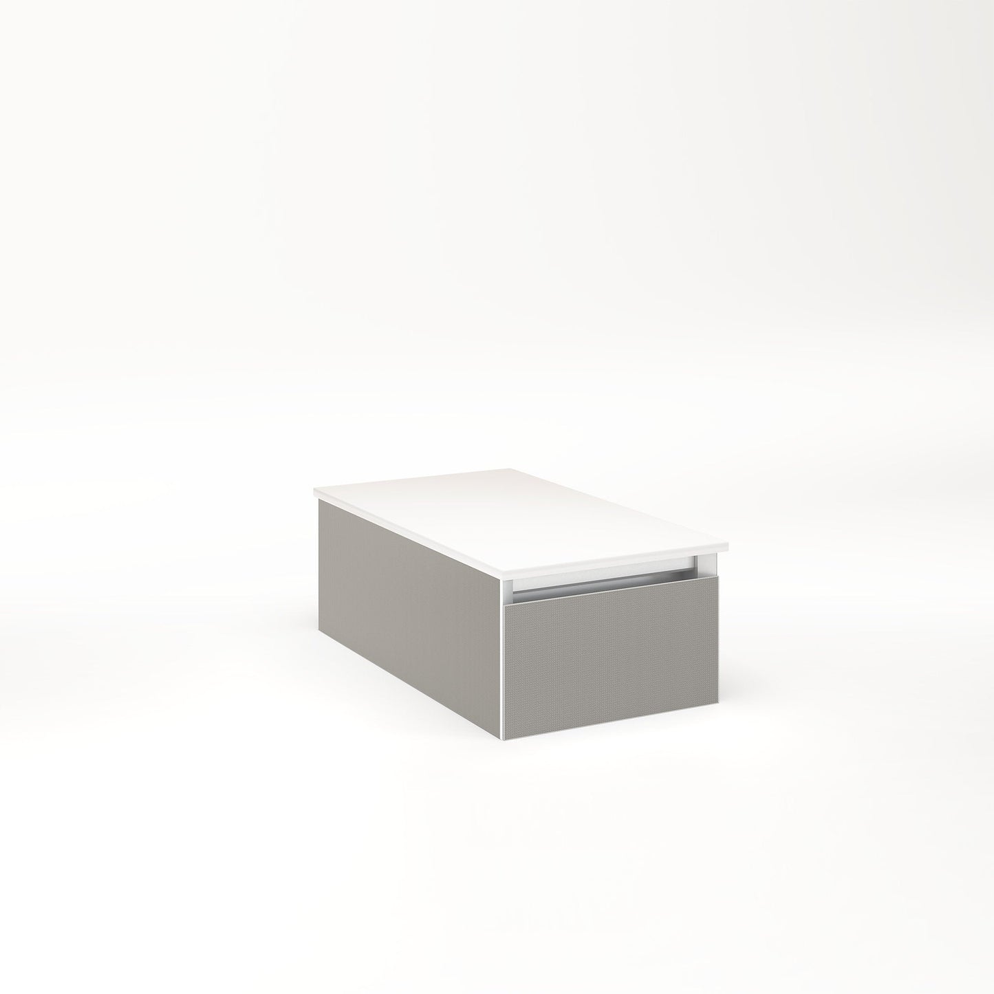 Cartesian 12-1/8" x 7-1/2" x 21-3/4" slim drawer vanity in silver screen with slow-close full drawer and no night light