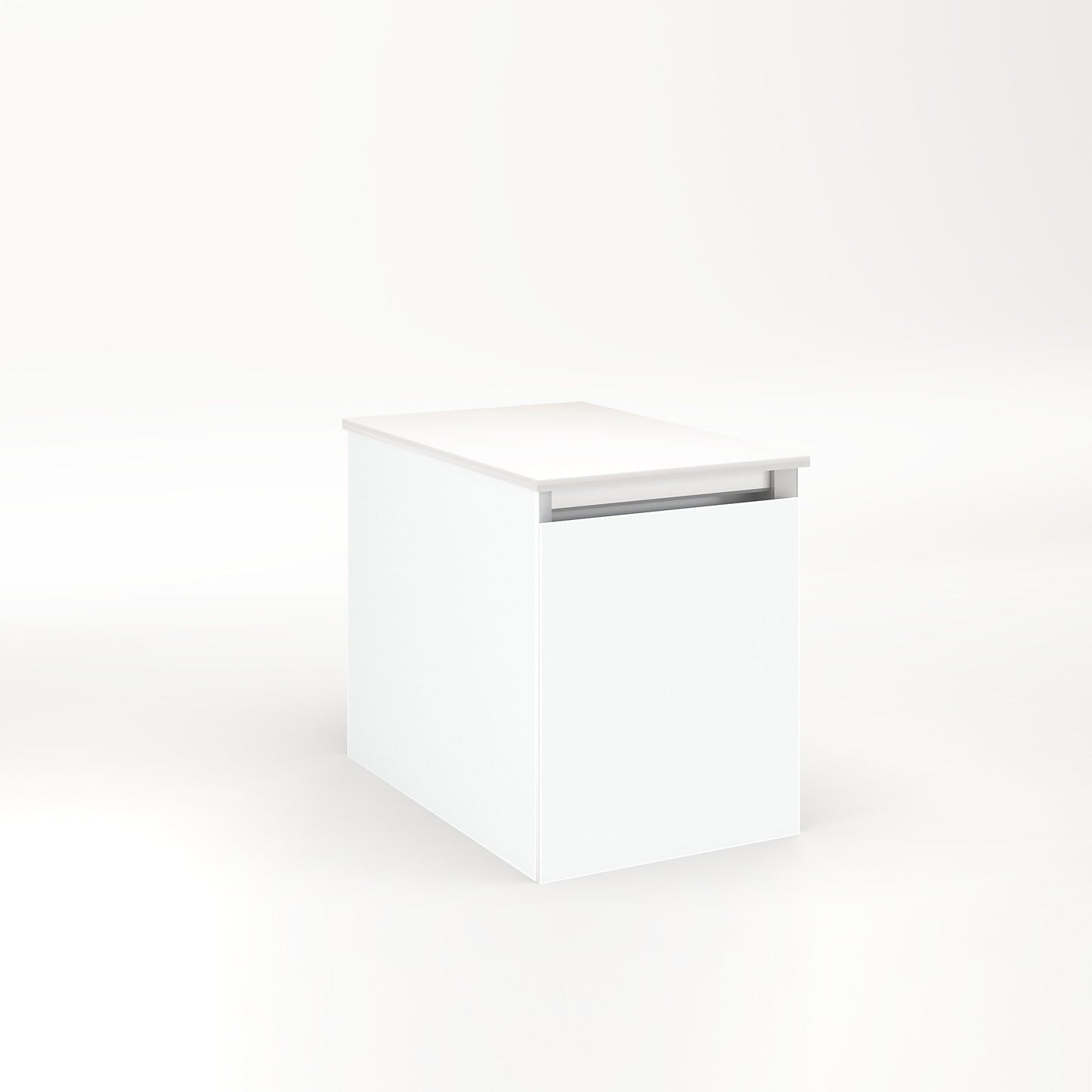 Cartesian 12-1/8" x 15" x 18-3/4" single drawer vanity in matte white with slow-close full drawer and no night light