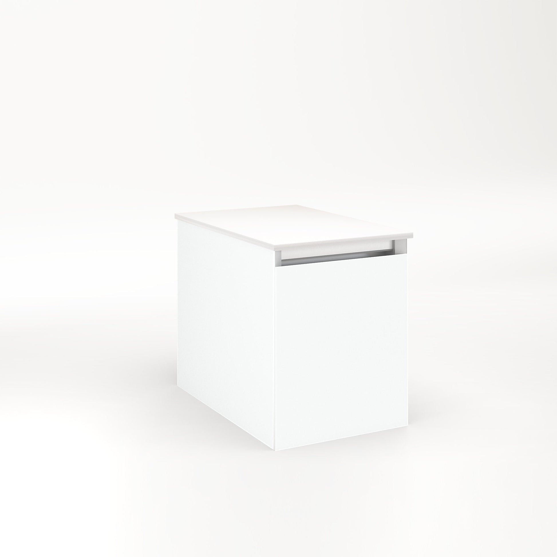 Cartesian 12-1/8" x 15" x 18-3/4" single drawer vanity in matte white with slow-close full drawer and no night light