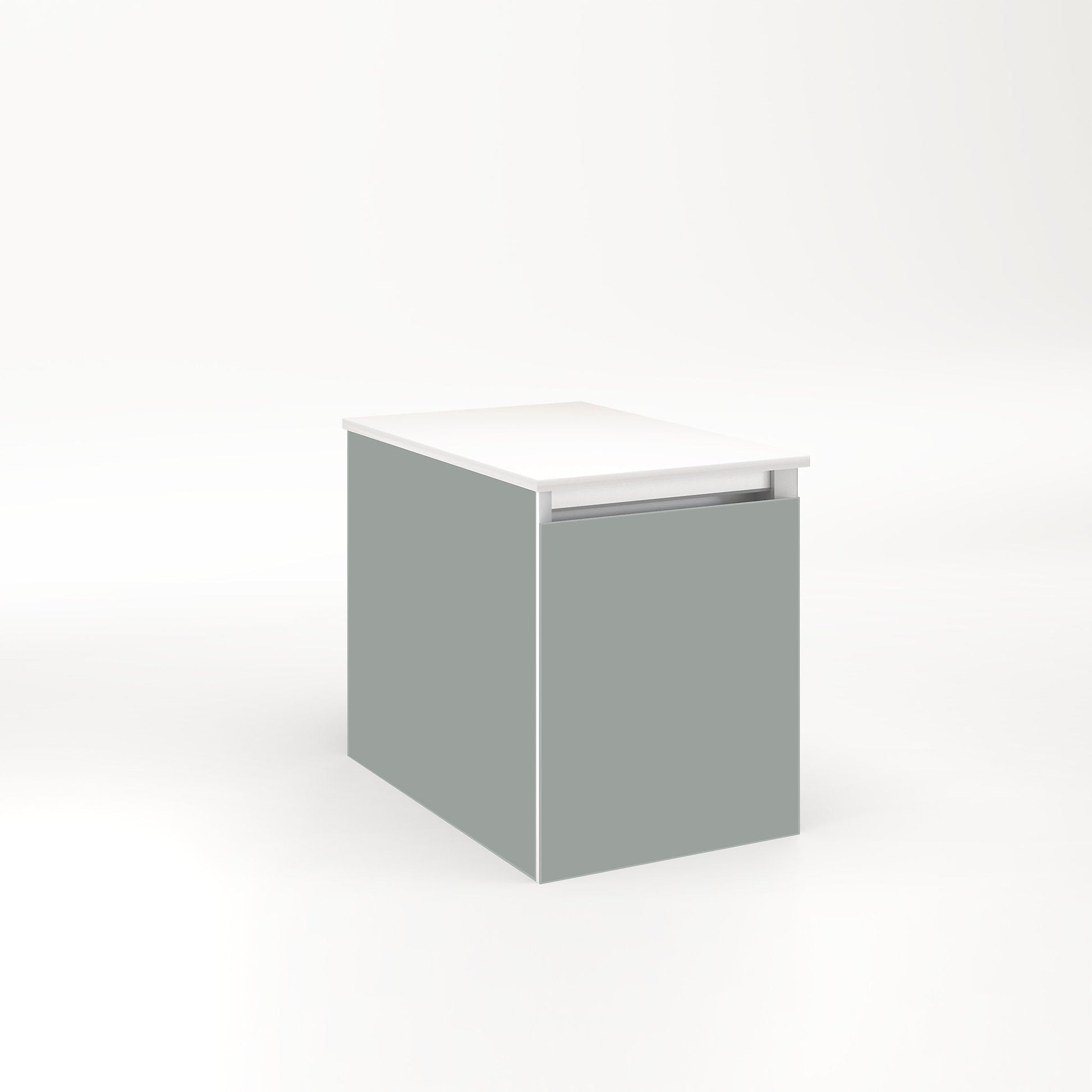 Cartesian 12-1/8" x 15" x 18-3/4" single drawer vanity in matte gray with slow-close full drawer and night light in 5000K temperature (cool light)