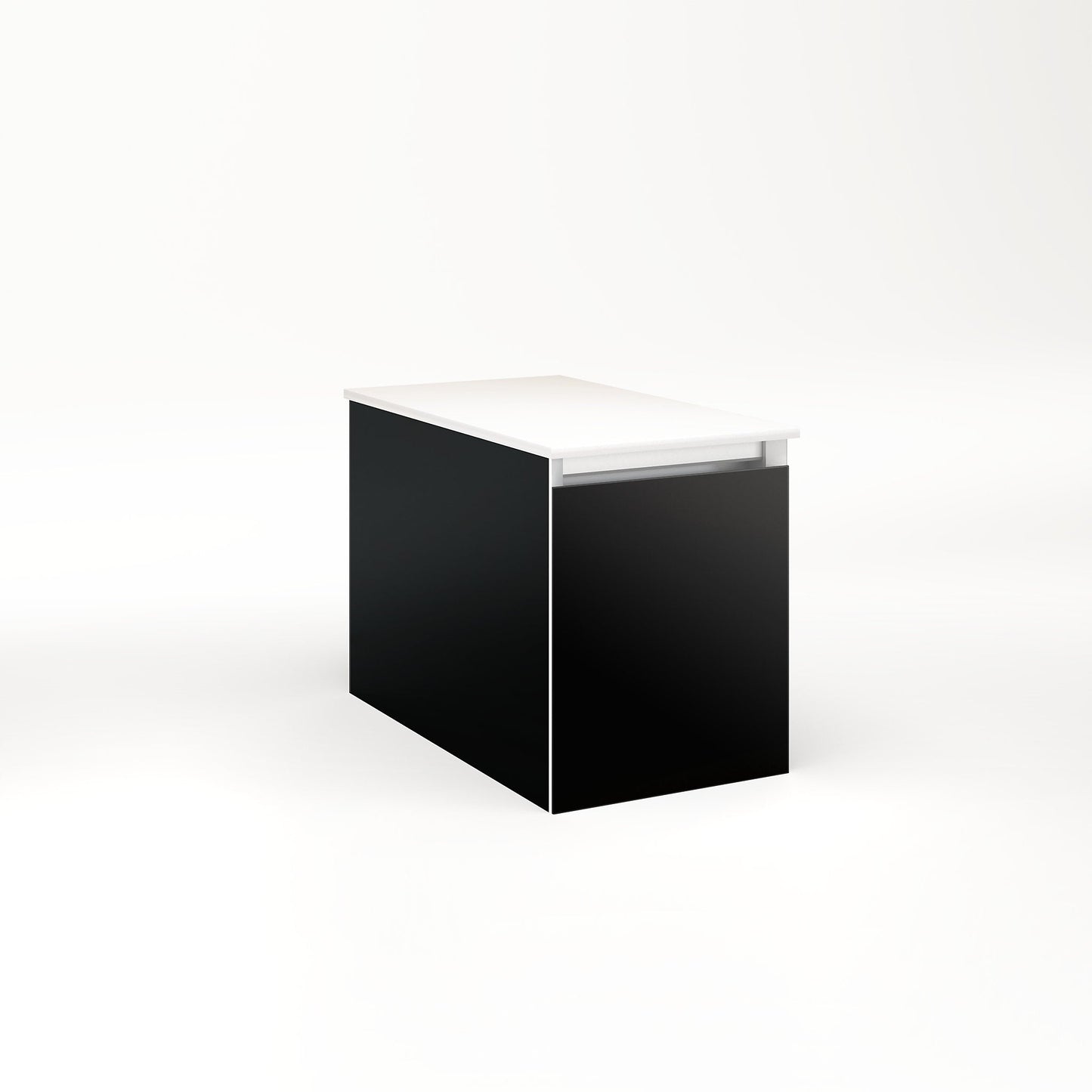 Cartesian 12-1/8" x 15" x 21-3/4" slim drawer vanity in black with slow-close full drawer and selectable night light in 2700K/4000K temperature (warm/cool light)