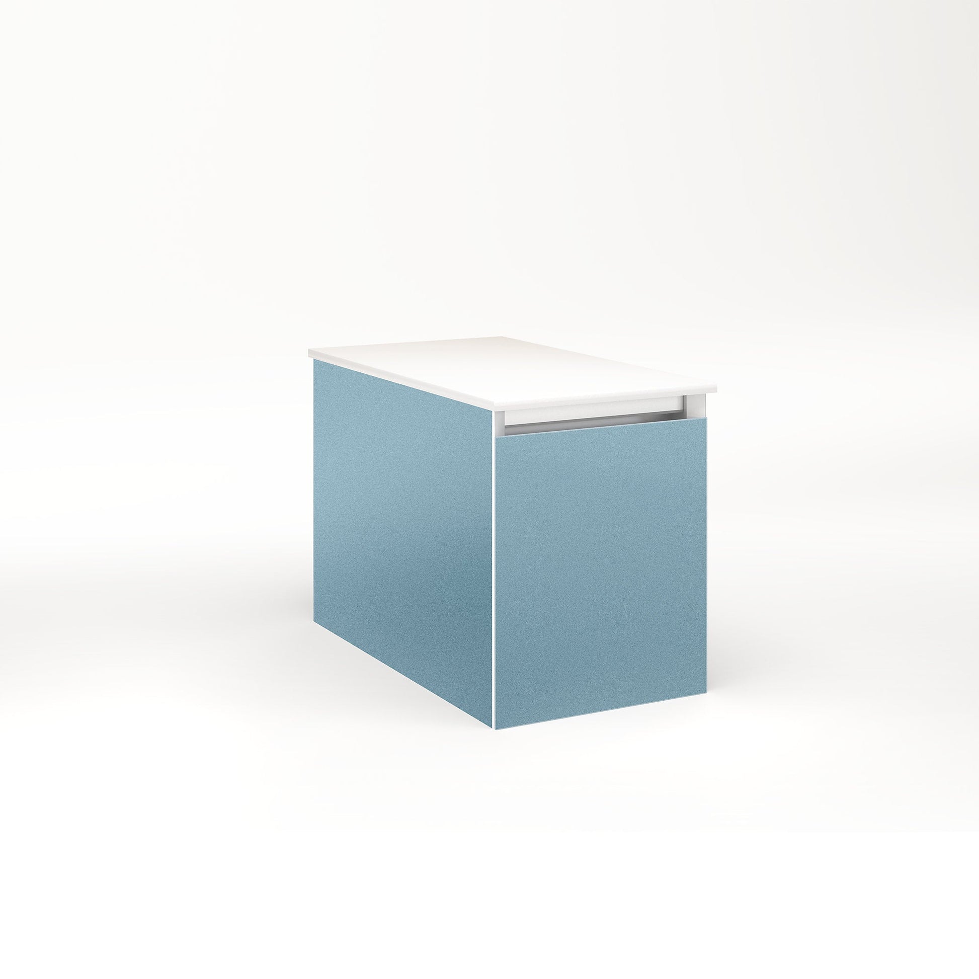 Cartesian 12-1/8" x 15" x 21-3/4" slim drawer vanity in ocean with slow-close full drawer and selectable night light in 2700K/4000K temperature (warm/cool light)