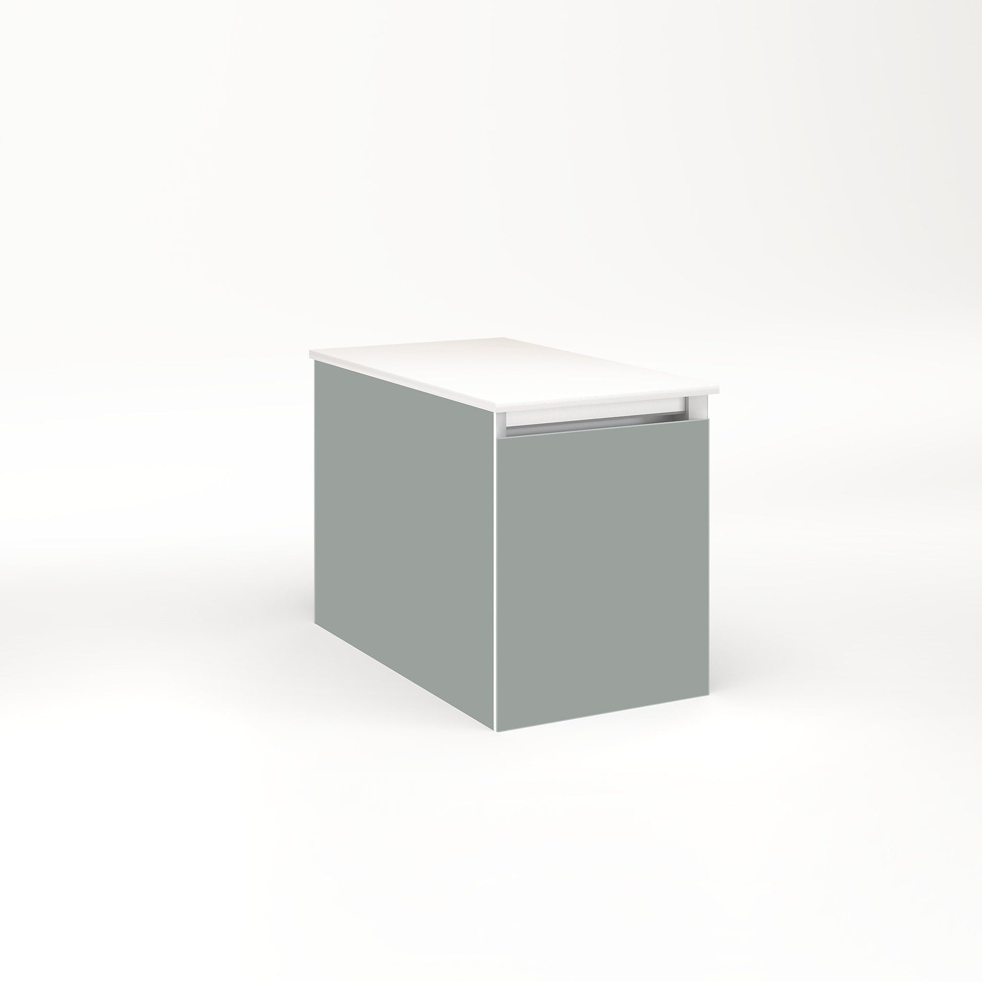 Cartesian 12-1/8" x 15" x 21-3/4" single drawer vanity in matte gray with slow-close full drawer and night light in 5000K temperature (cool light)