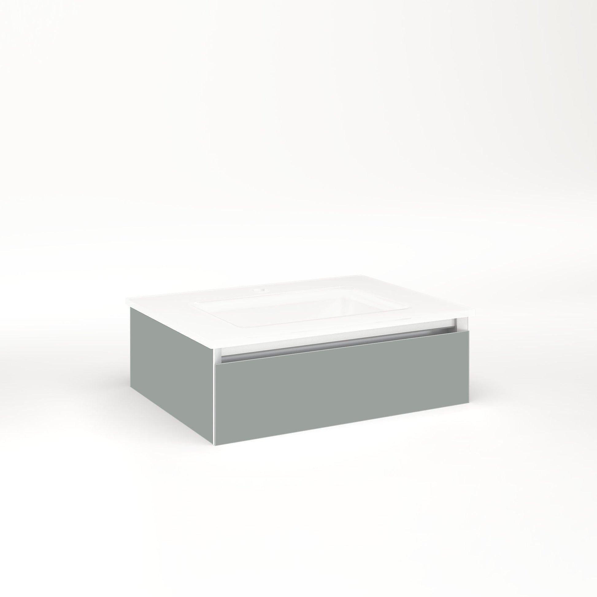 Cartesian 24-1/8" x 7-1/2" x 18-3/4" slim drawer vanity in matte gray with slow-close full drawer and night light in 5000K temperature (cool light)