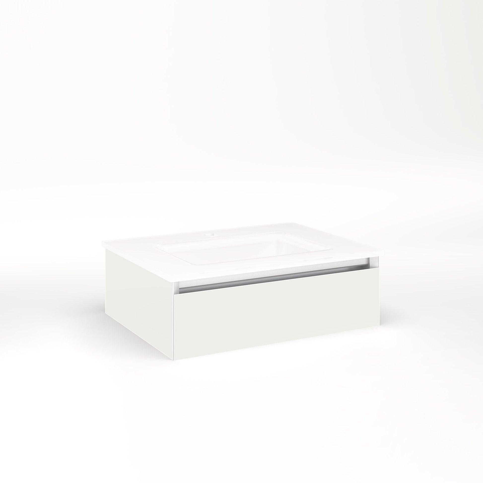 Cartesian 24-1/8" x 7-1/2" x 18-3/4" slim drawer vanity in beach with slow-close tip out drawer and night light in 5000K temperature (cool light)