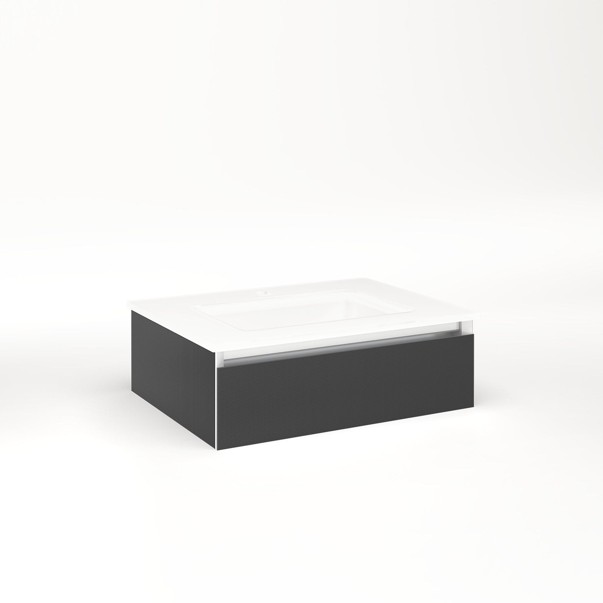 Cartesian 24-1/8" x 7-1/2" x 18-3/4" slim drawer vanity in smoke screen with slow-close tip out drawer and no night light