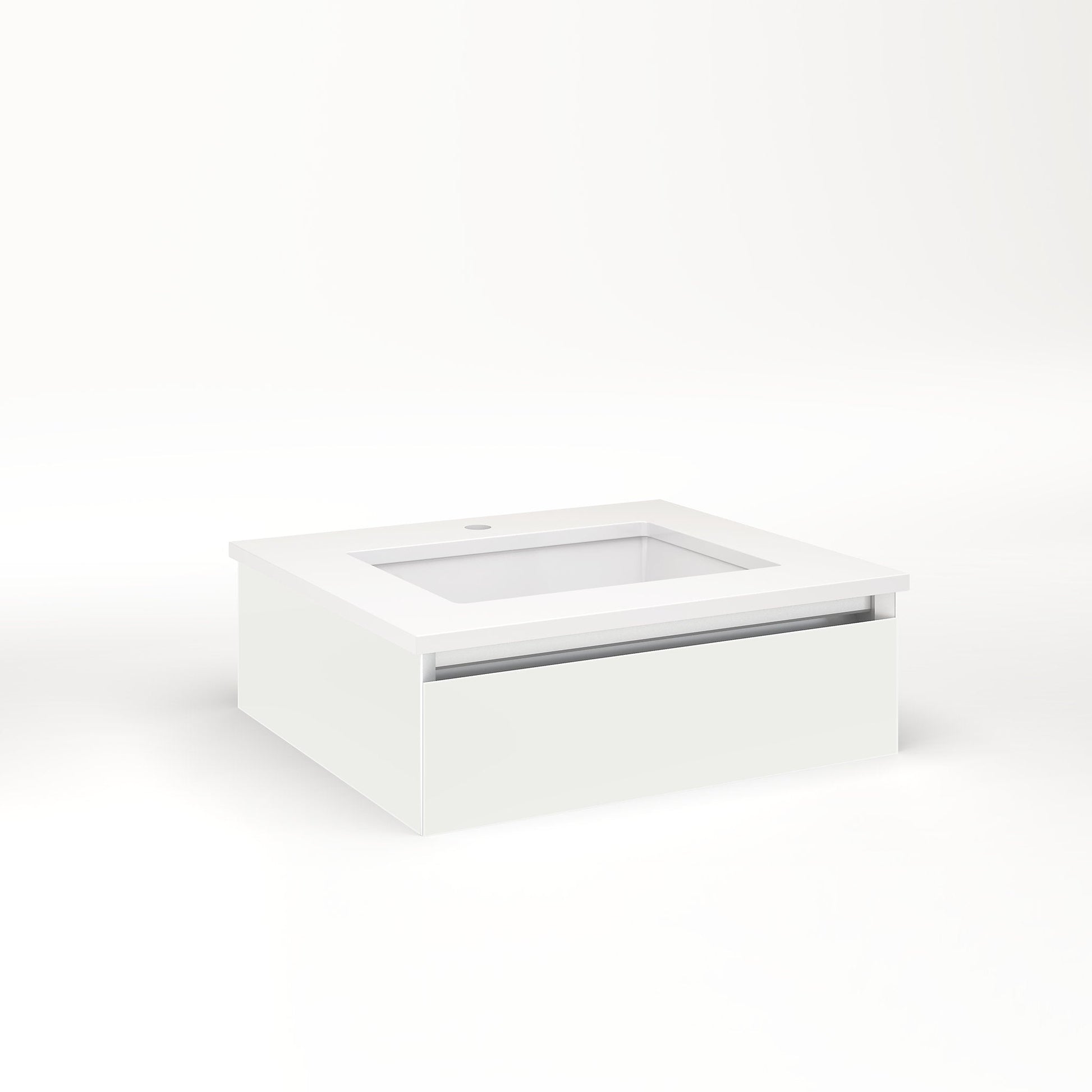 Cartesian 24-1/8" x 7-1/2" x 21-3/4" slim drawer vanity in beach with slow-close full drawer and night light in 5000K temperature (cool light)