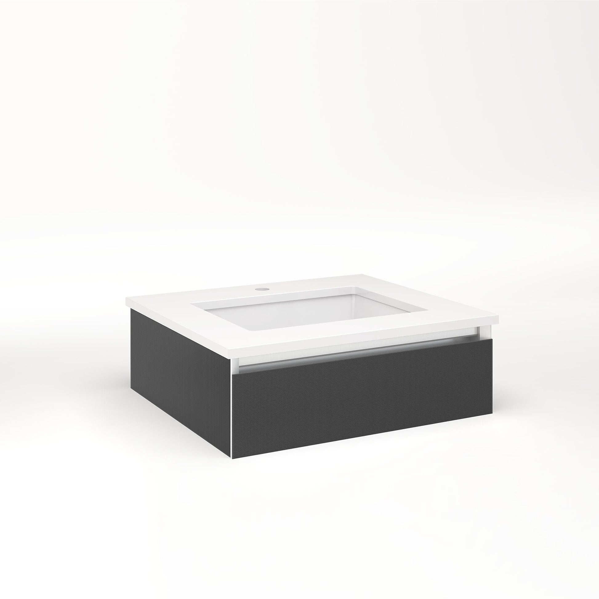Cartesian 24-1/8" x 7-1/2" x 21-3/4" slim drawer vanity in smoke screen with slow-close full drawer and no night light