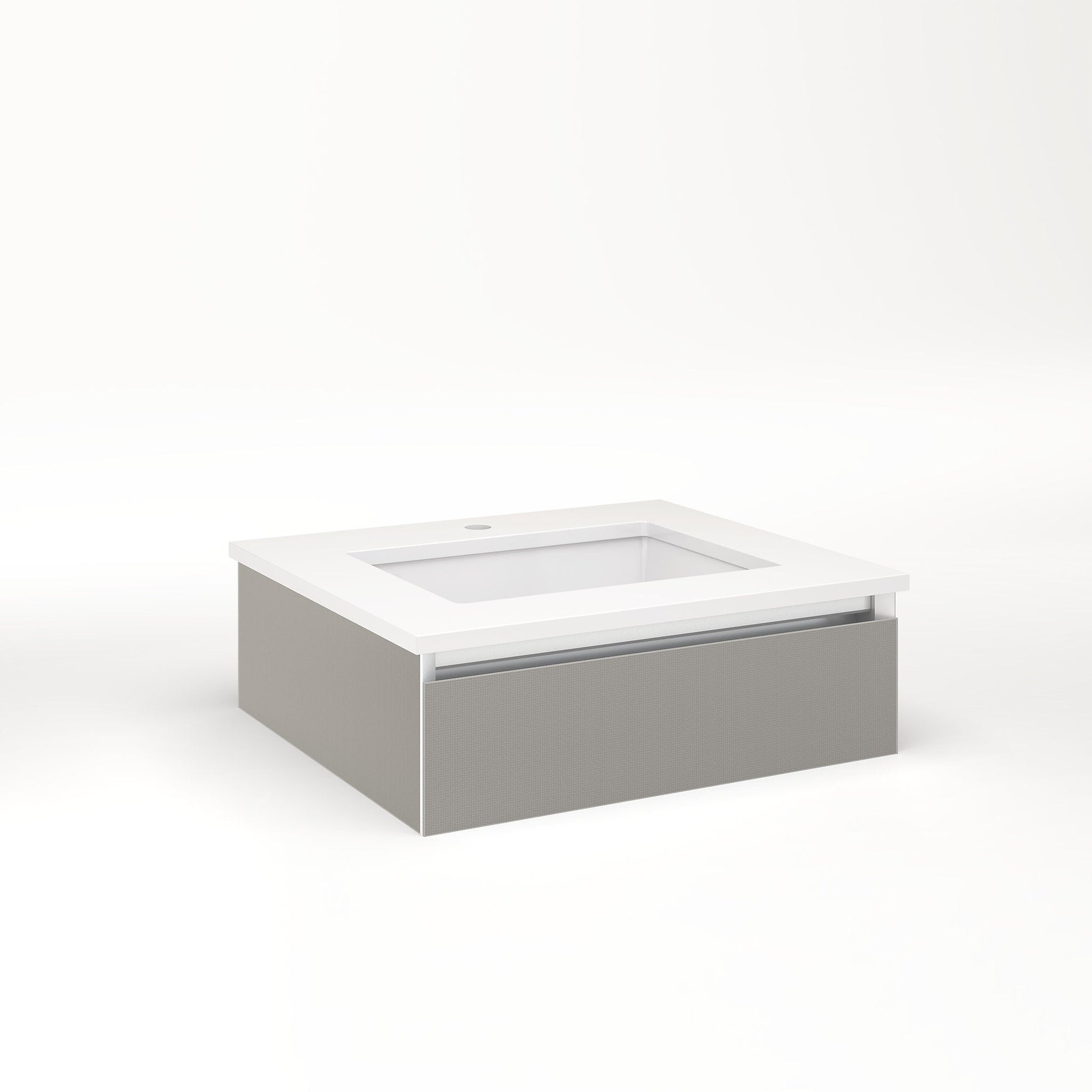 Cartesian 24-1/8" x 7-1/2" x 21-3/4" slim drawer vanity in silver screen with slow-close full drawer and selectable night light in 2700K/4000K temperature (warm/cool light)