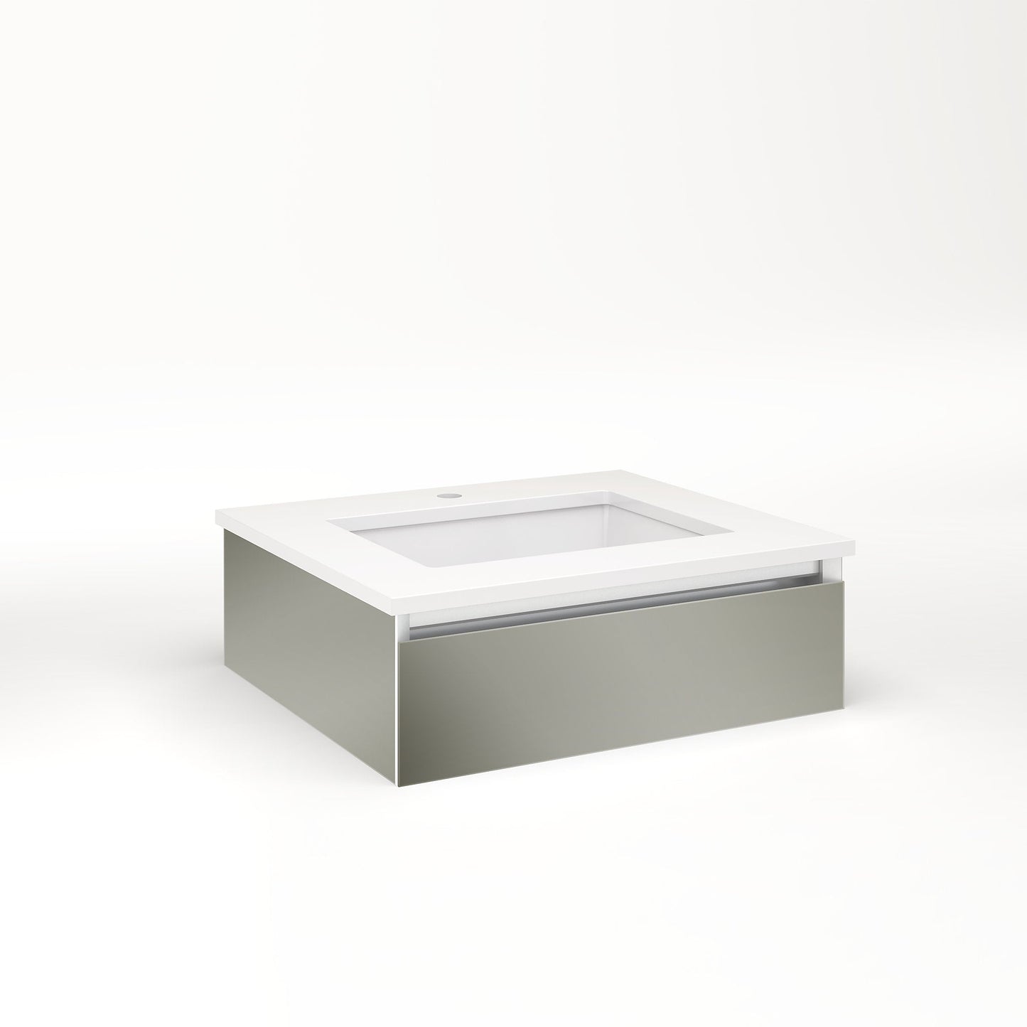 Cartesian 24-1/8" x 7-1/2" x 21-3/4" slim drawer vanity in mirror with slow-close plumbing drawer and selectable night light in 2700K/4000K temperature (warm/cool light)