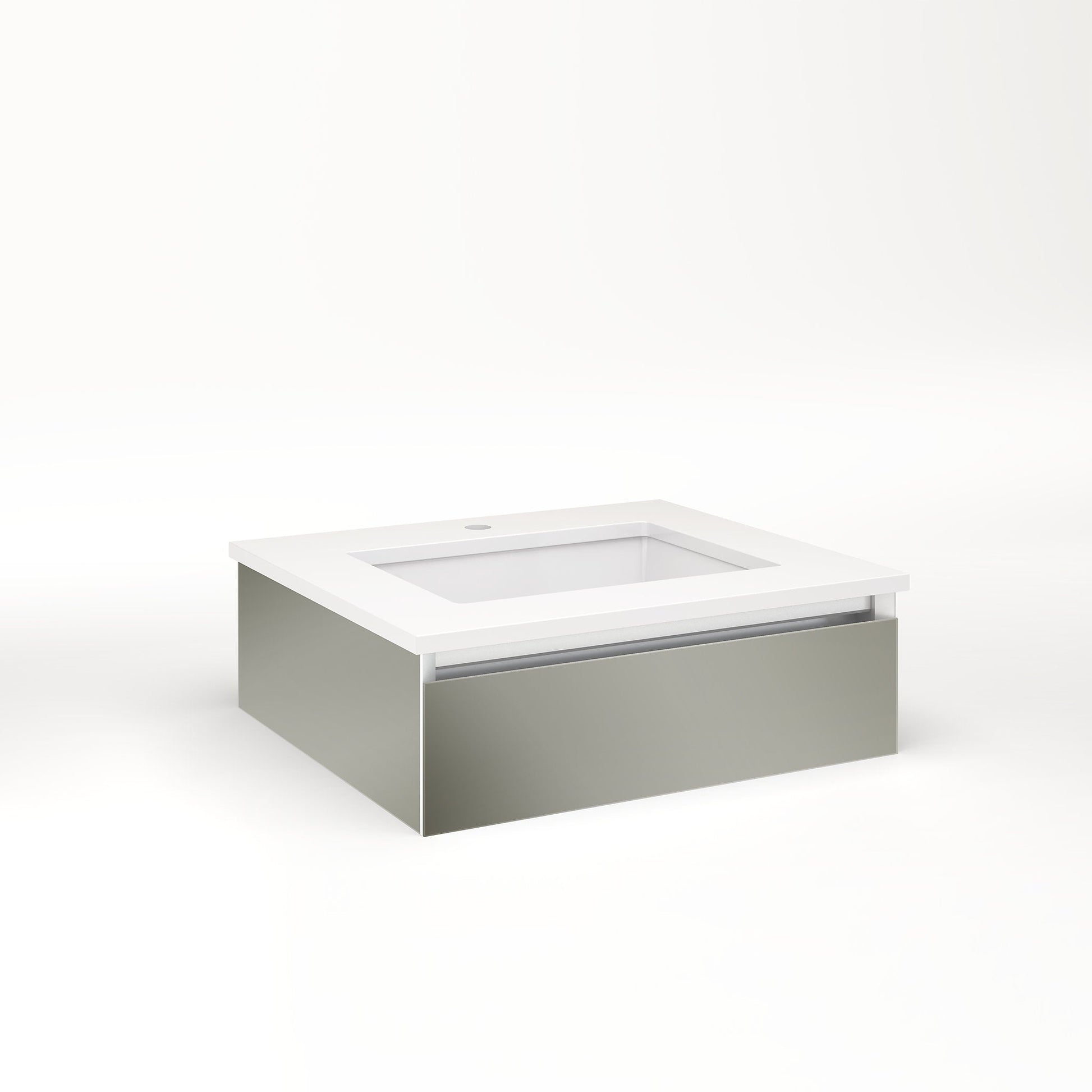 Cartesian 24-1/8" x 7-1/2" x 21-3/4" slim drawer vanity in mirror with slow-close tip out drawer and no night light