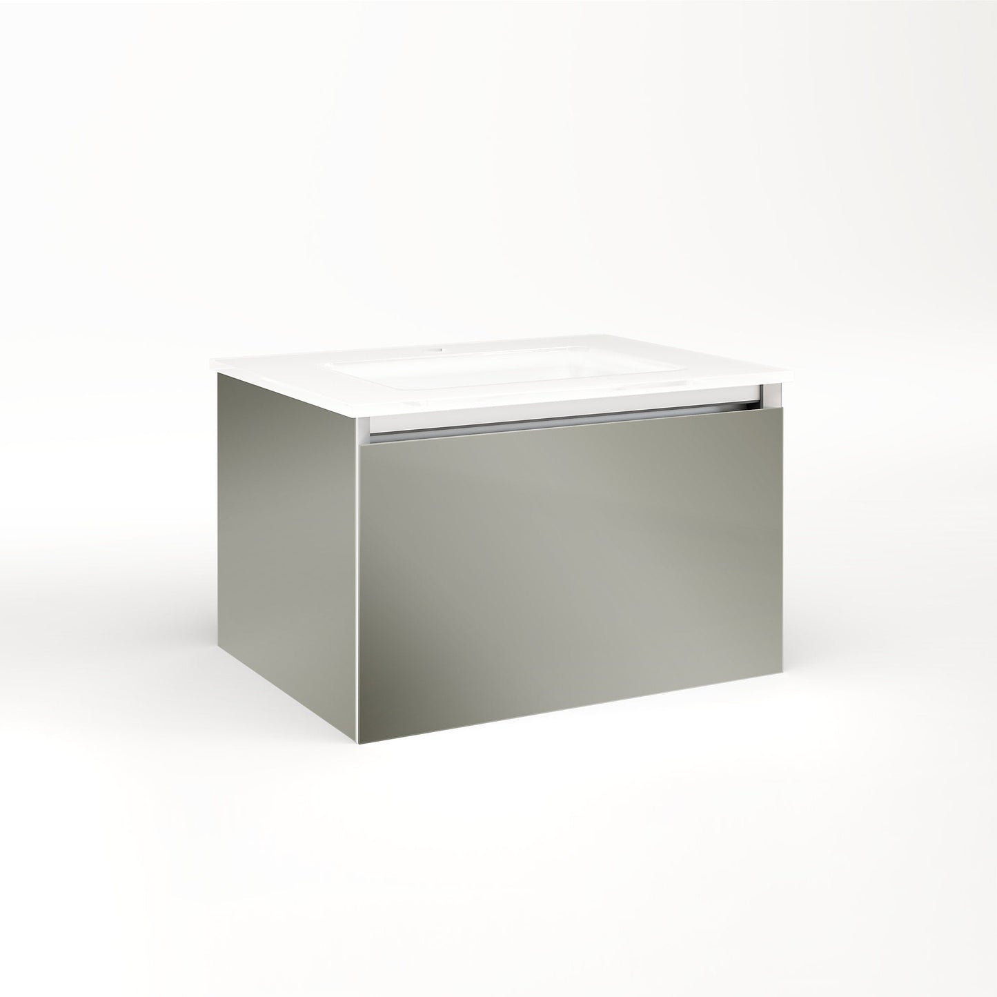 Cartesian 24-1/8" x 15" x 18-3/4" slim drawer vanity in mirror with slow-close full drawer and selectable night light in 2700K/4000K temperature (warm/cool light)