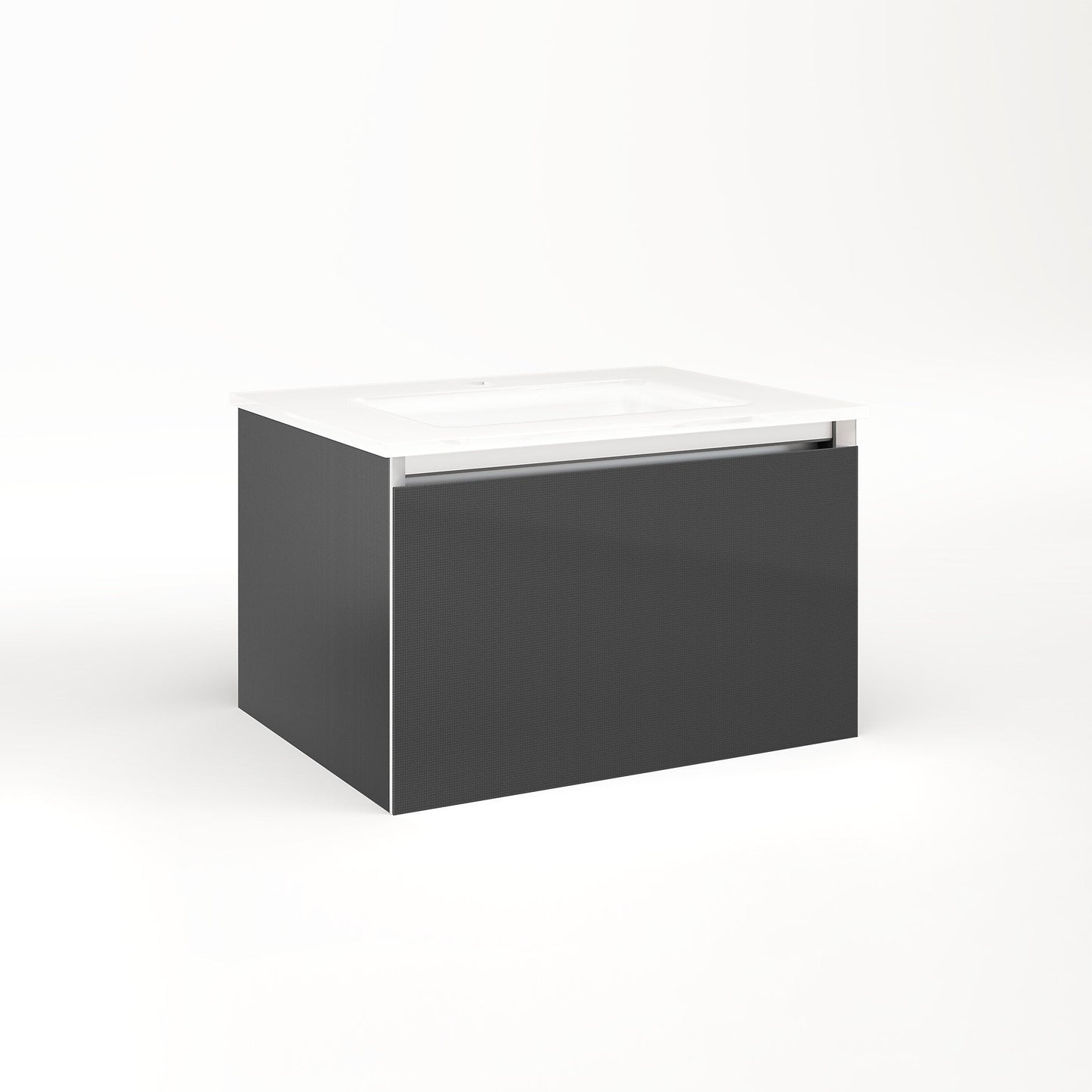 Cartesian 24-1/8" x 15" x 18-3/4" single drawer vanity in smoke screen with slow-close full drawer and no night light
