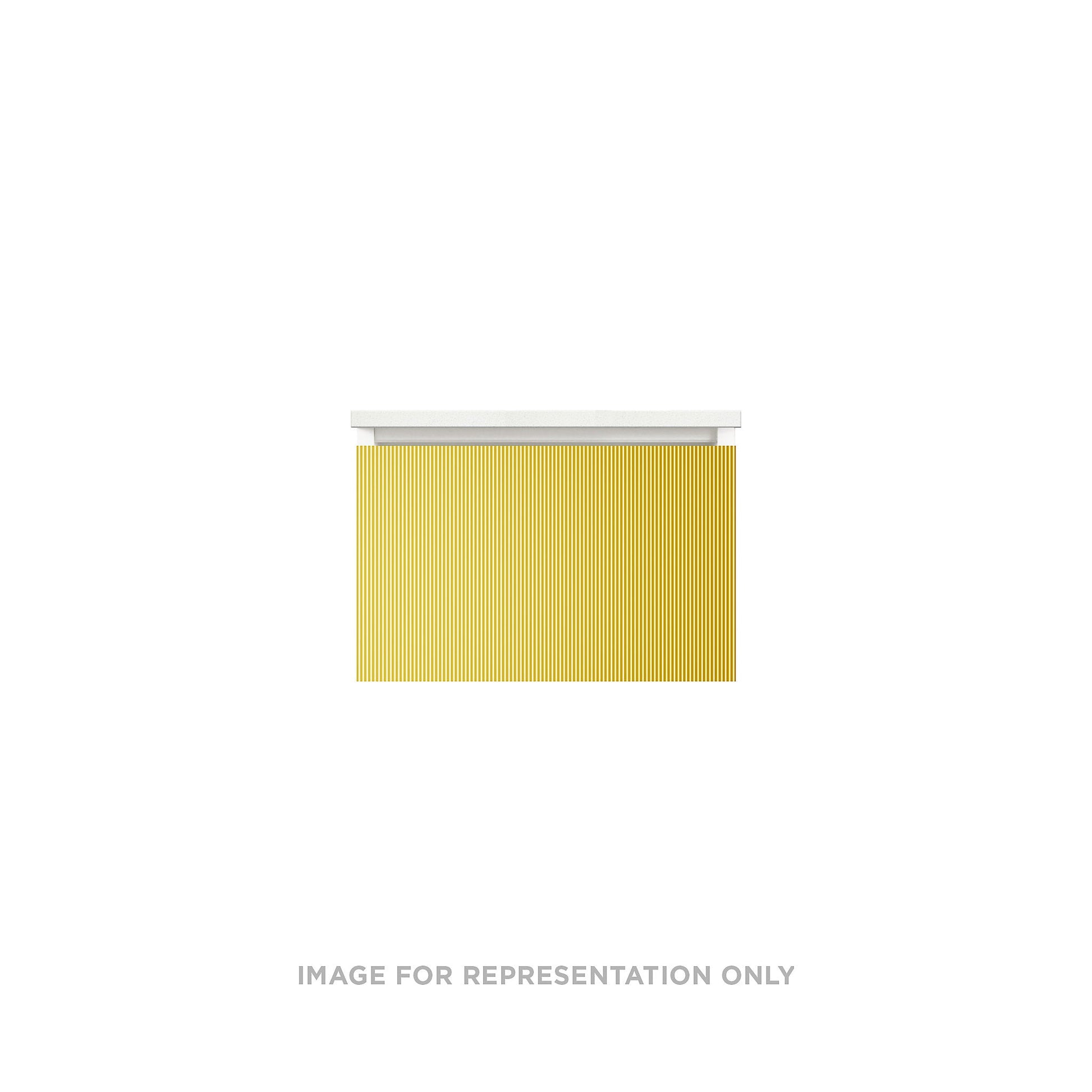 Cartesian 24-1/8" x 15" x 18-3/4" slim drawer vanity in reeded brass with slow-close full drawer and selectable night light in 2700K/4000K temperature (warm/cool light)